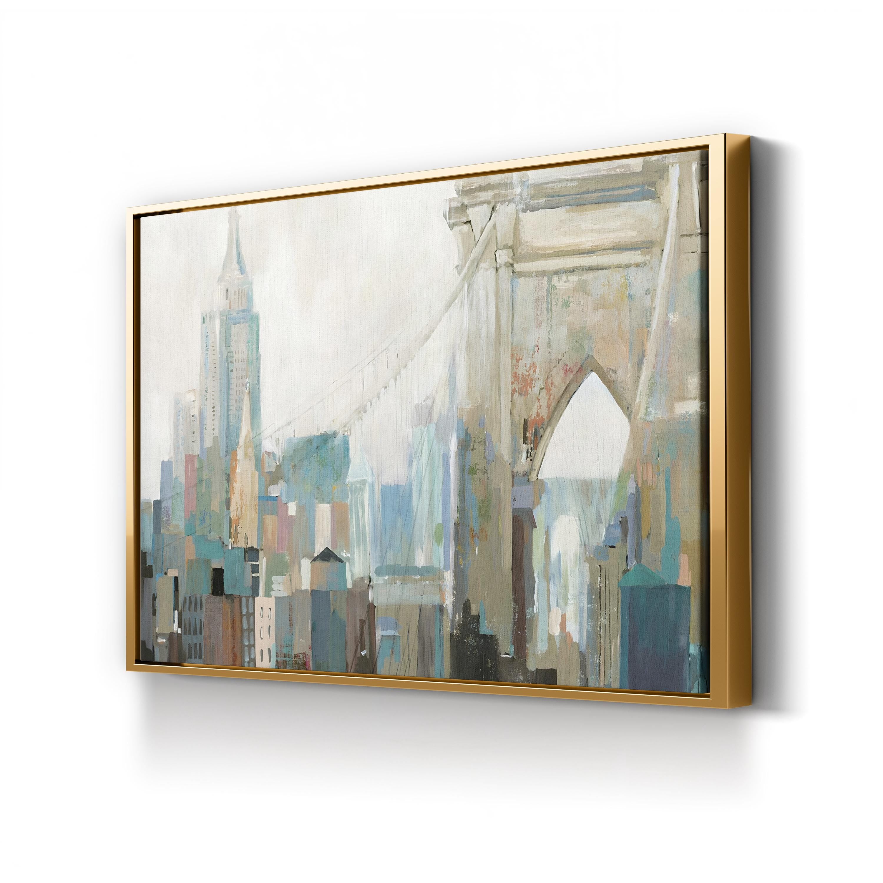 Brooklyn Bridge Abstract Canvas Art: New York City Skyline Wall Decor