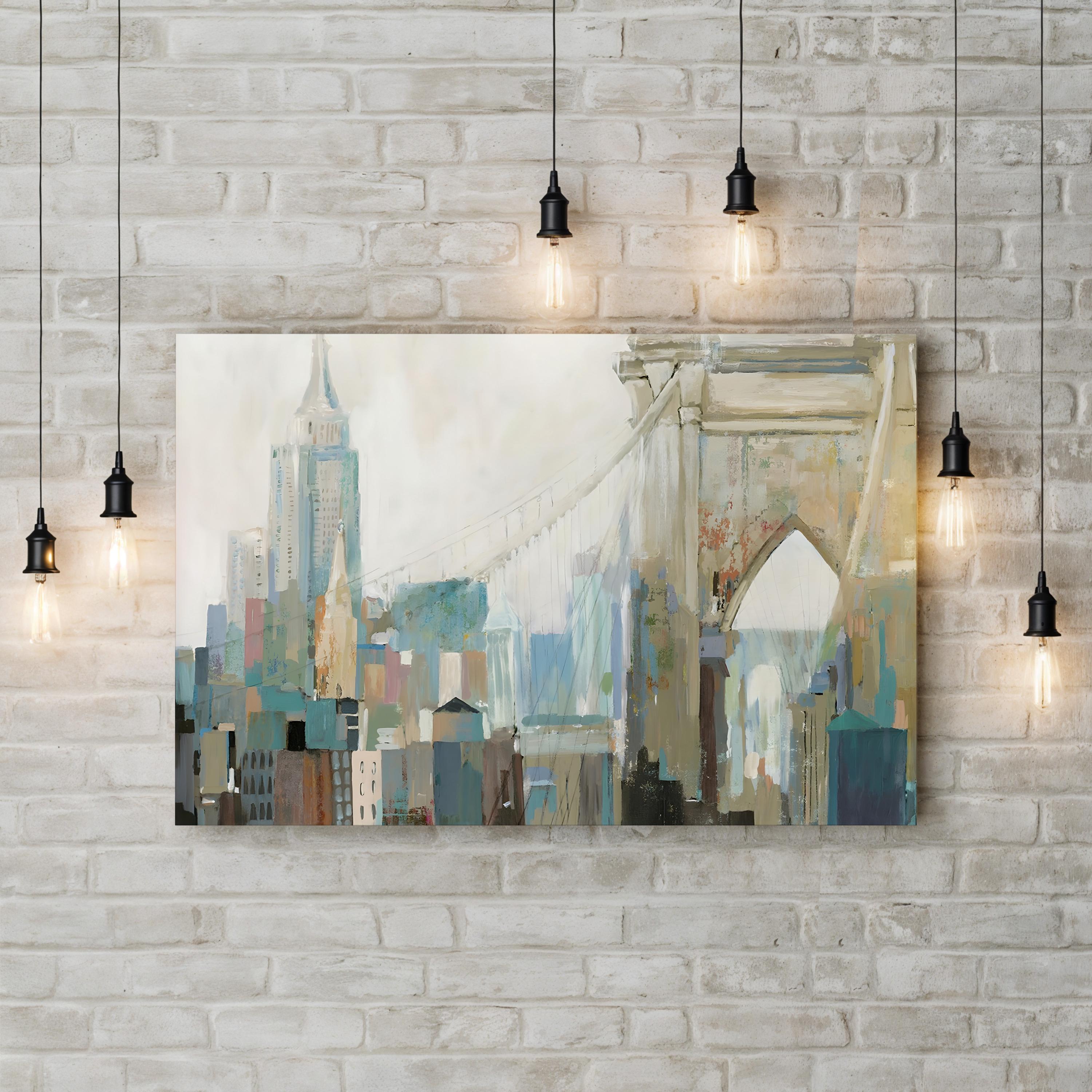 Brooklyn Bridge Abstract Canvas Art: New York City Skyline Wall Decor