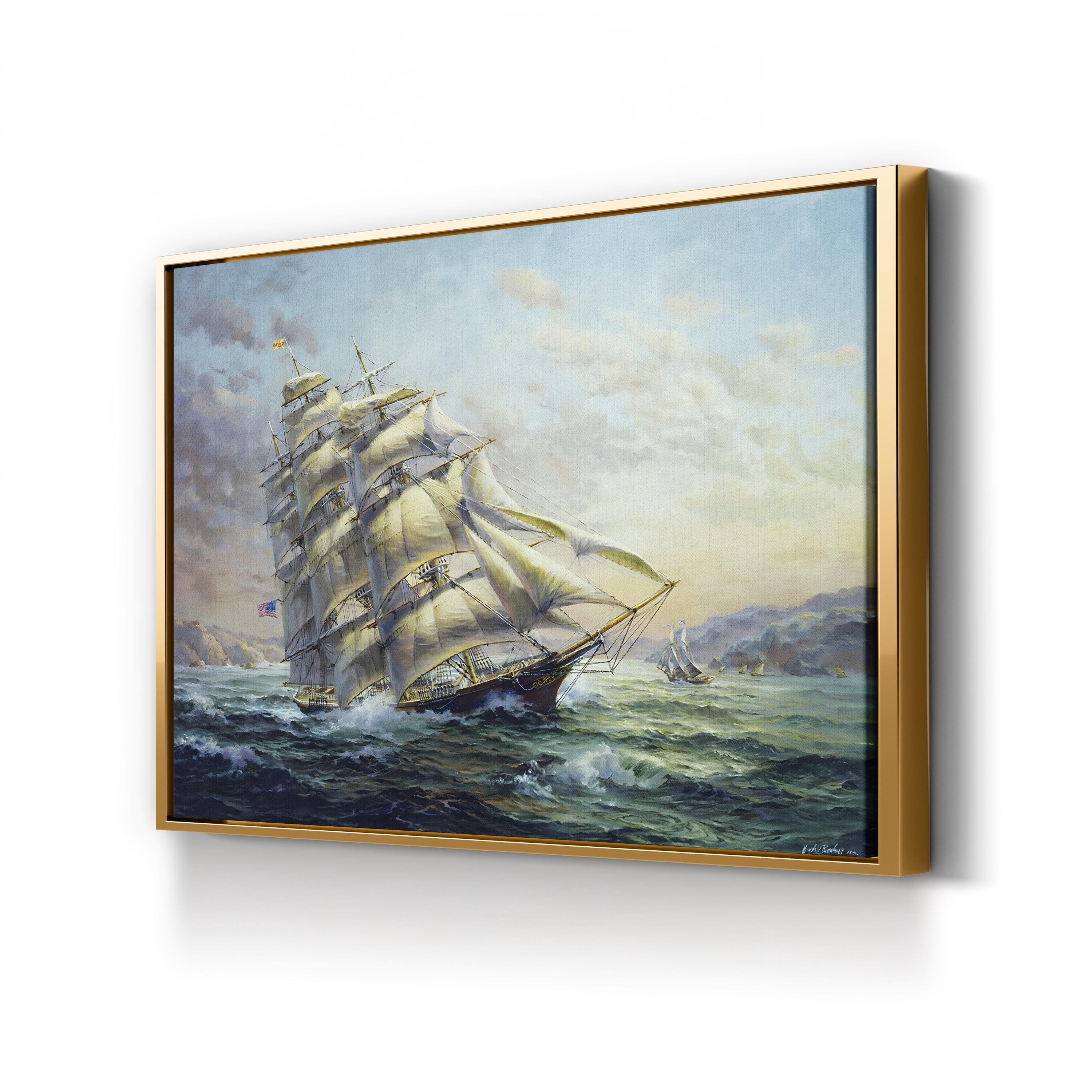 Clipper Ship Surprise Wall Art by Nicky Boehme Nautical Sailing Ship Canvas Print