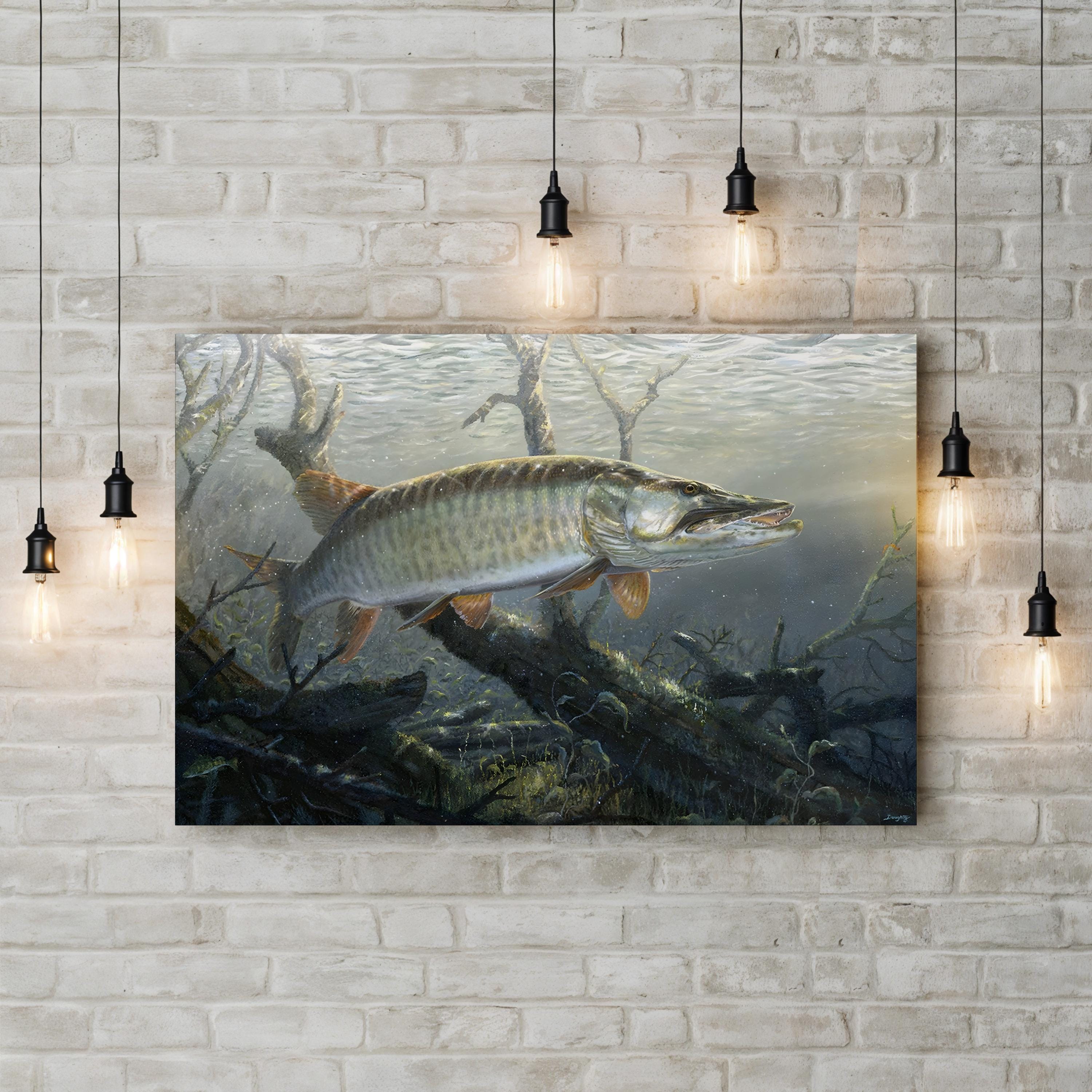 Cruising the Shallows Muskie – Terry Doughty Wall Art | Underwater Wildlife Canvas Print