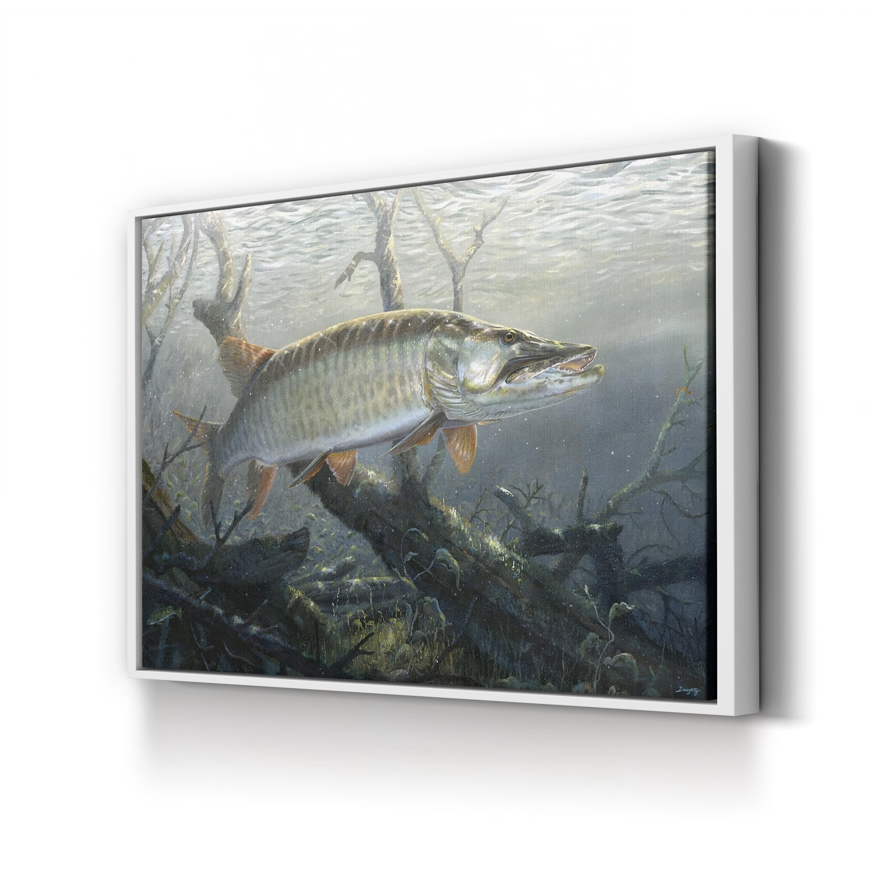 Cruising the Shallows Muskie – Terry Doughty Wall Art | Underwater Wildlife Canvas Print