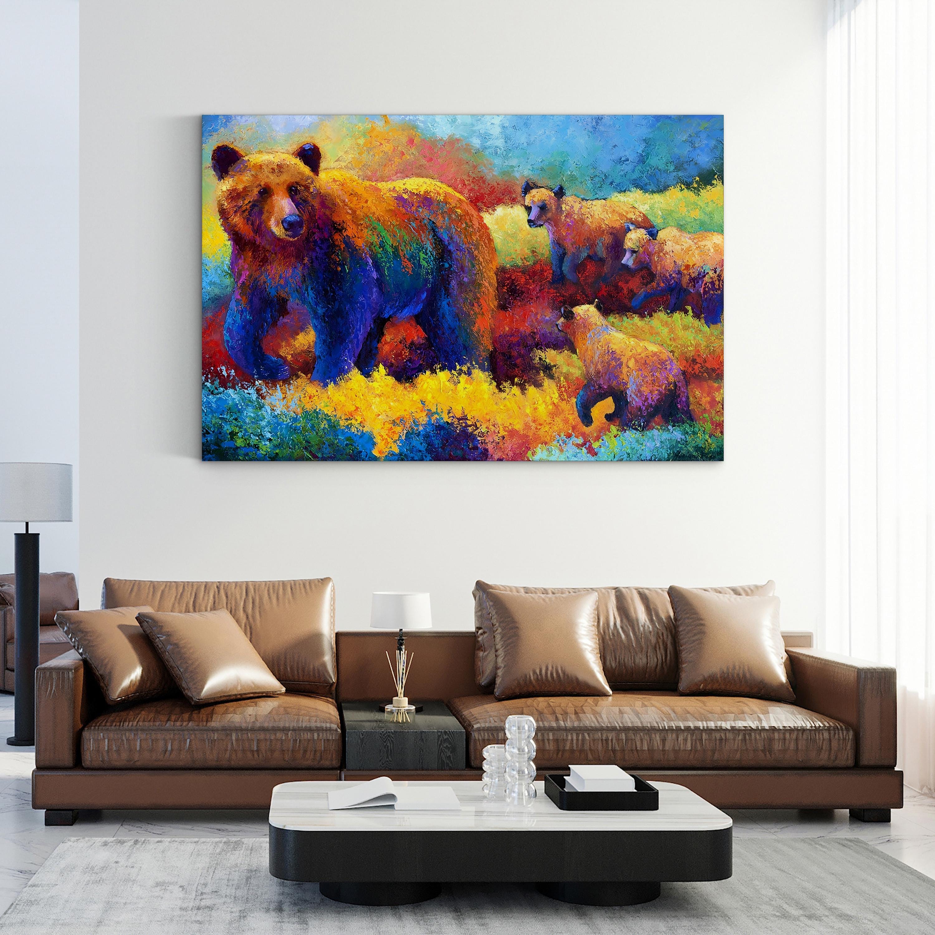 Denali Family Wall Art – Abstract Bear Family Wilderness Canvas by Marion Rose
