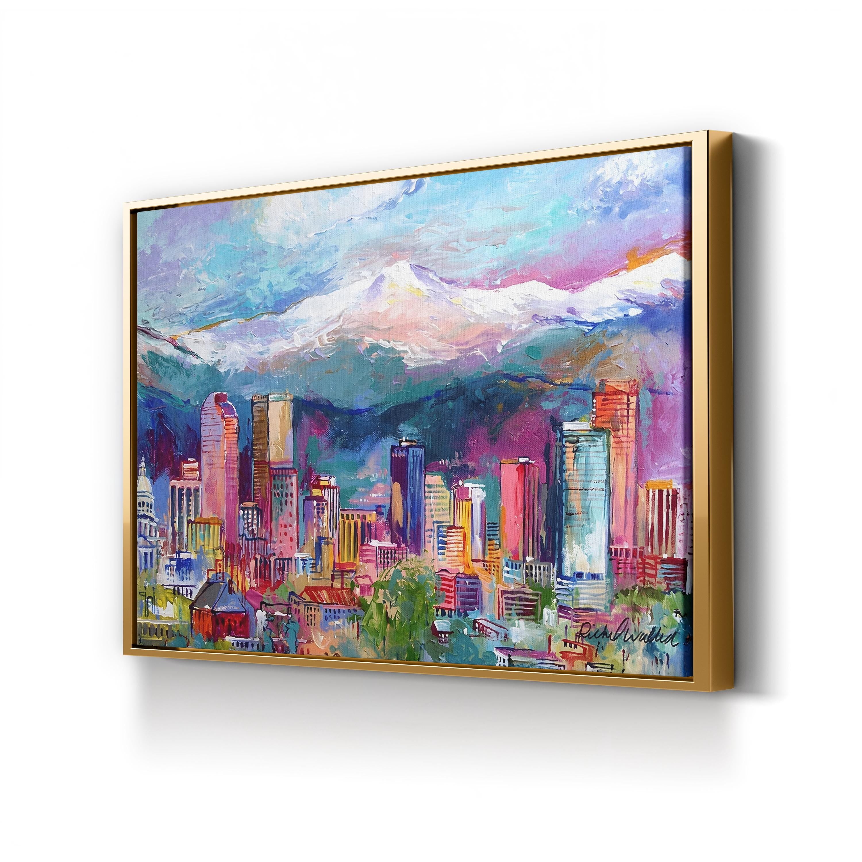 Cityscape with Rocky Mountains in Denver, Colorado by Richard Wallich