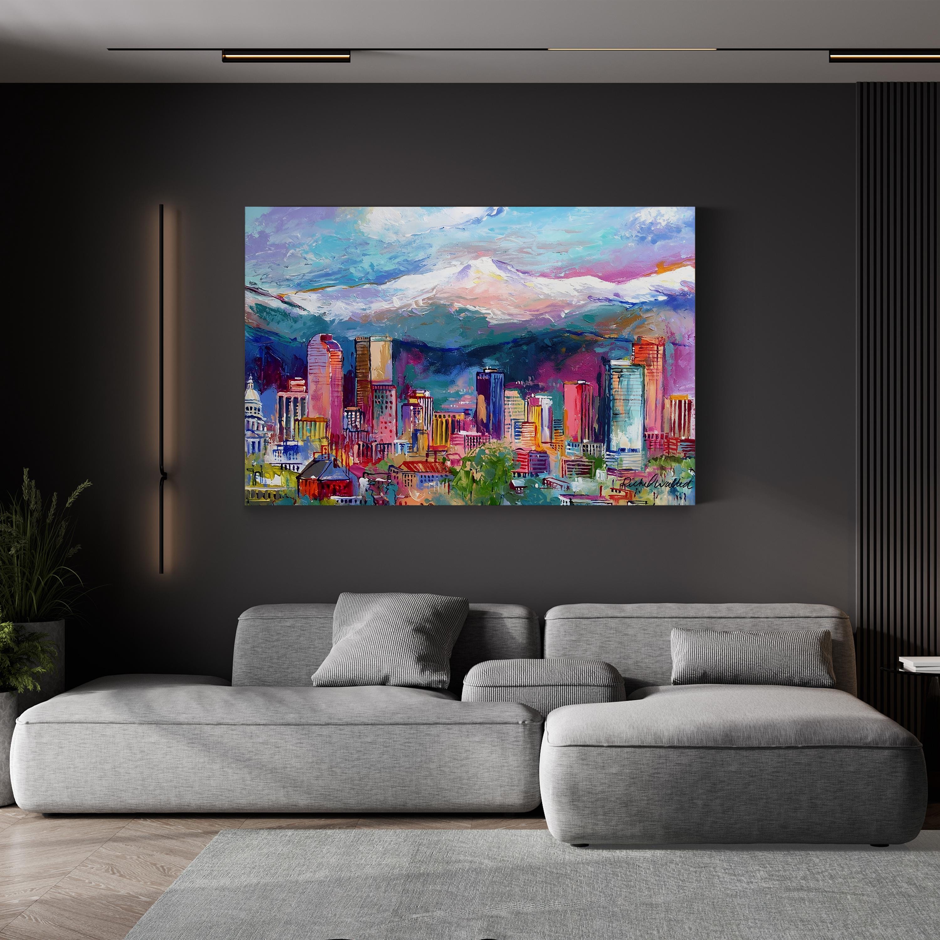 Cityscape with Rocky Mountains in Denver, Colorado by Richard Wallich