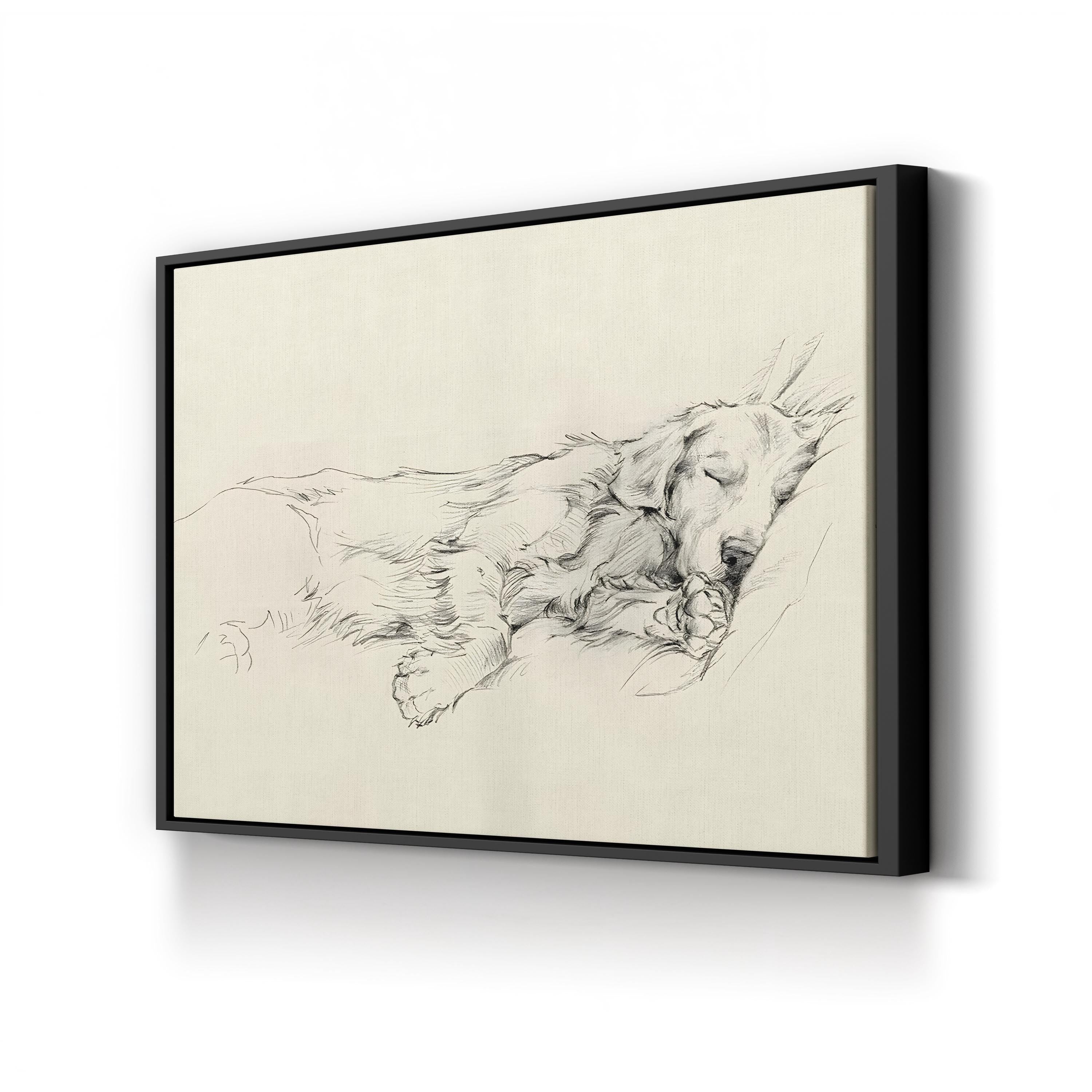 Dog Days III Wall Art – Minimalist Pencil Dog Sketch by Ethan Harper