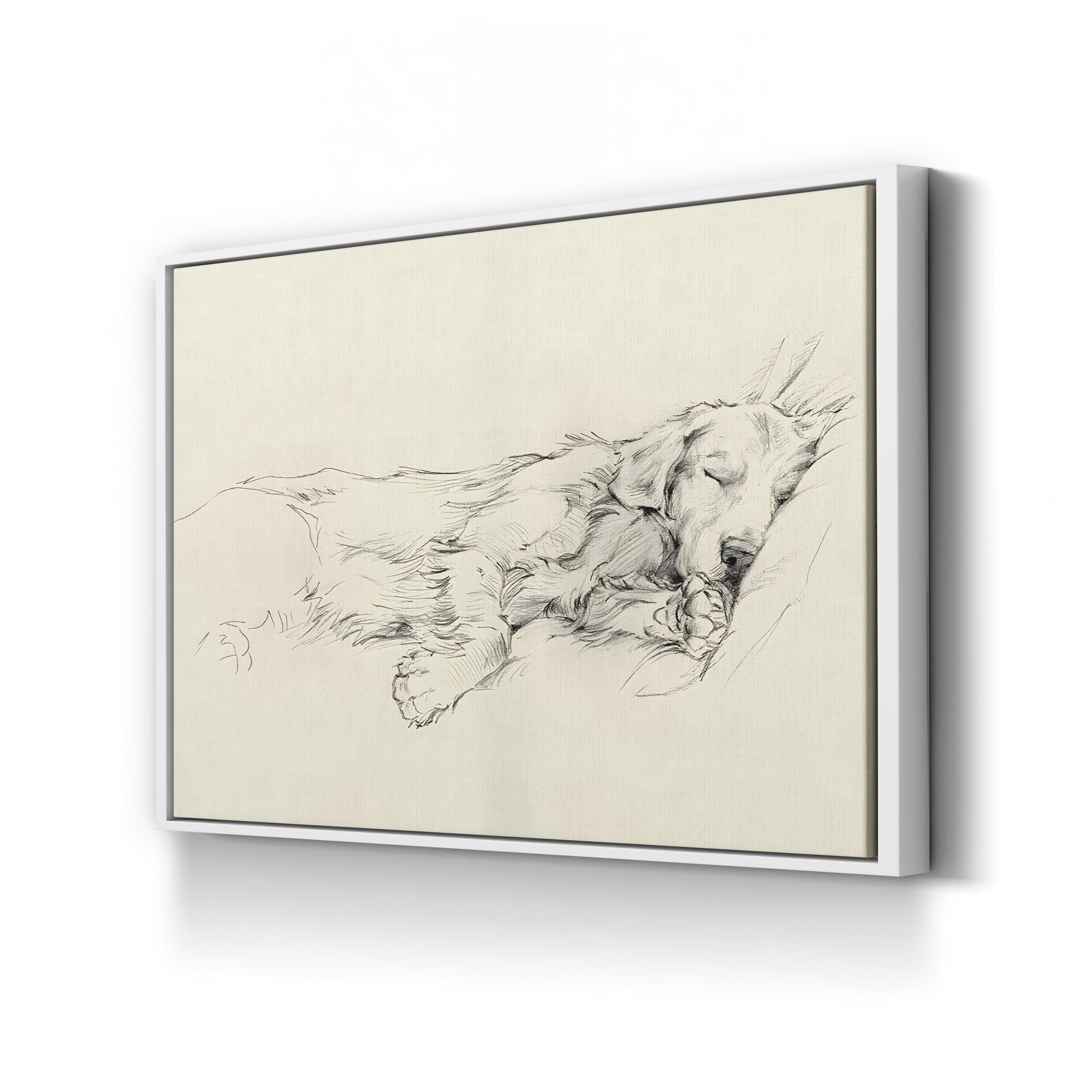 Dog Days III Wall Art – Minimalist Pencil Dog Sketch by Ethan Harper