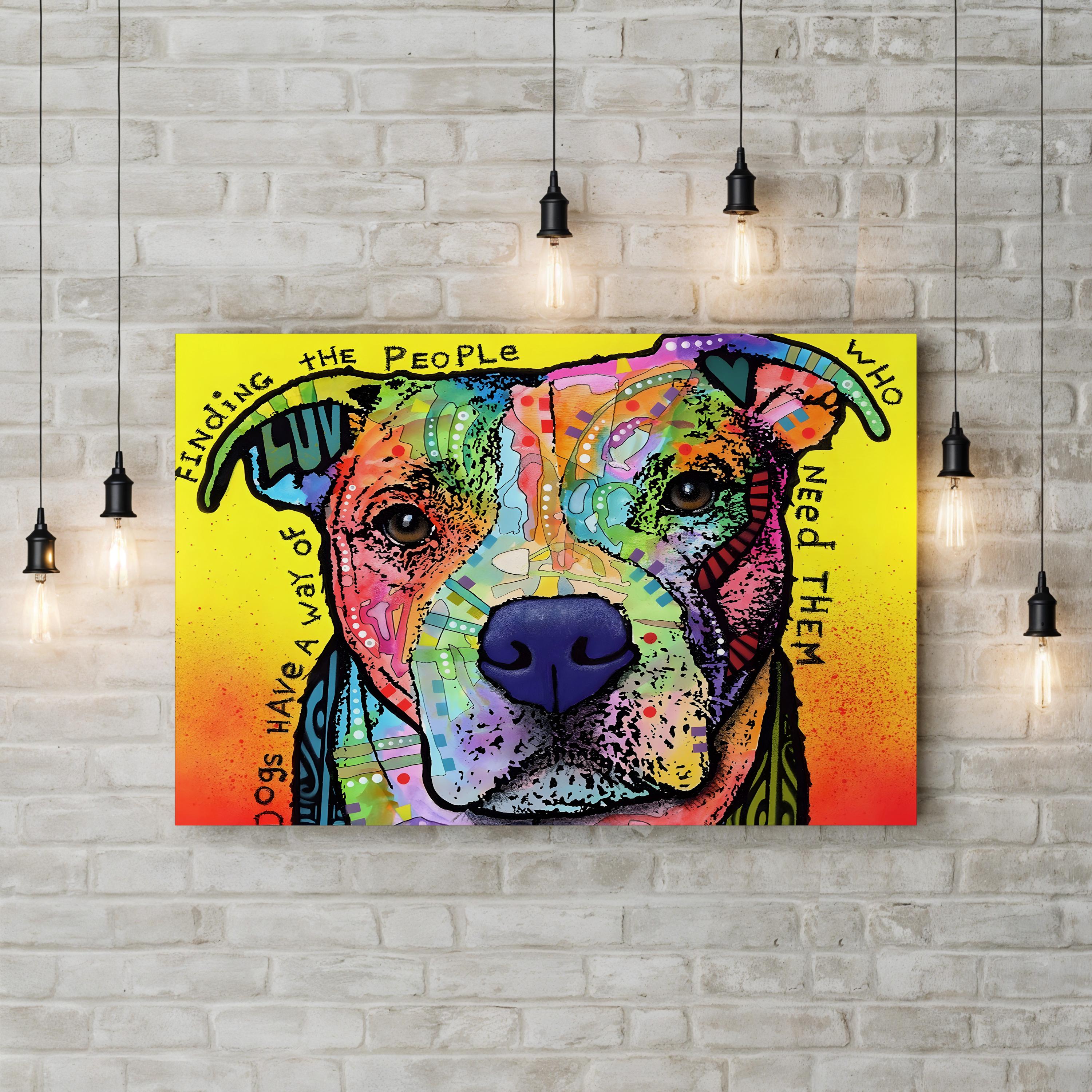 Dogs Have a Way Wall Art – Colorful Pop Art Dog Portrait with Quote by Dean Russo
