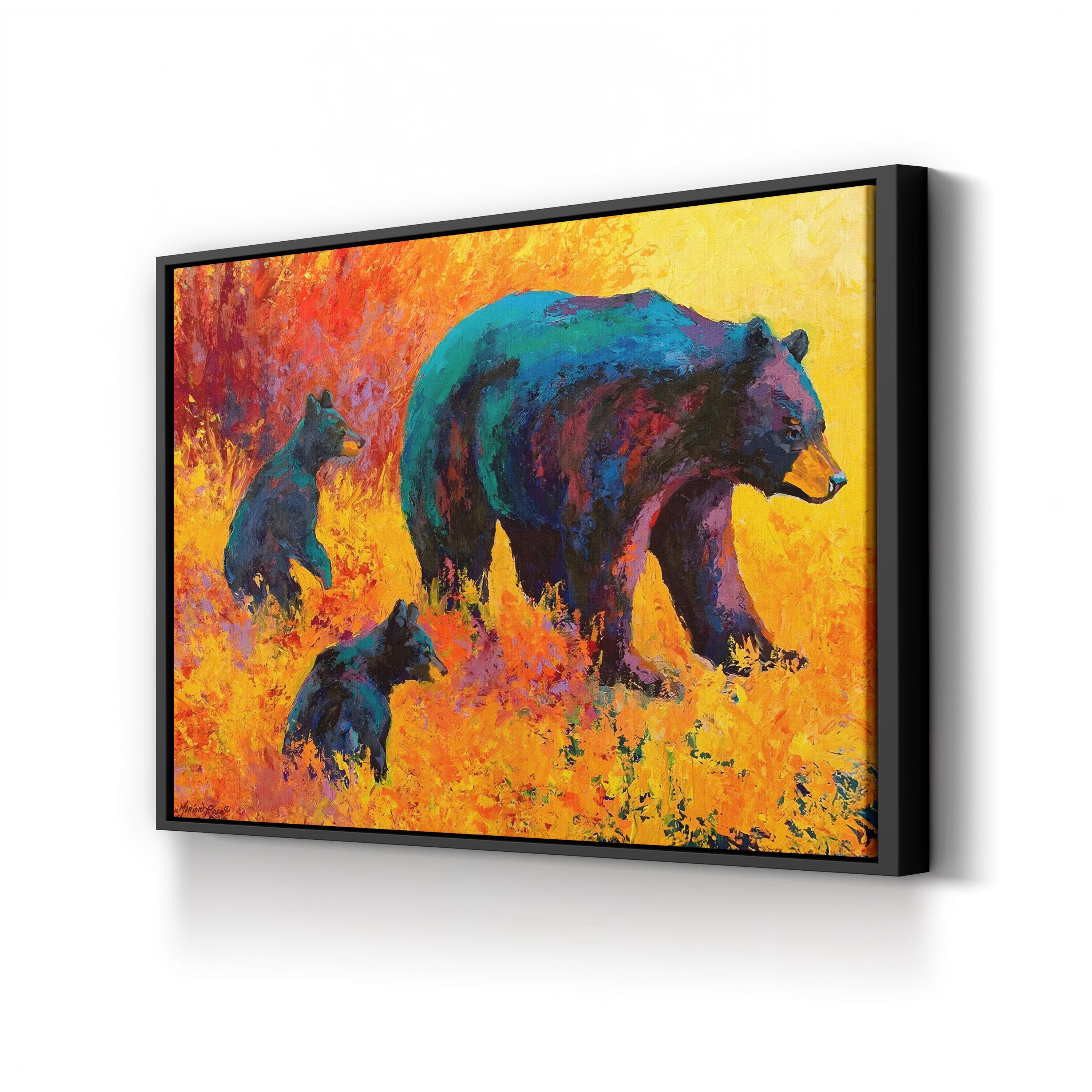 Double Trouble Black Bear Wall Art by Marion Rose | Contemporary Wildlife Canvas Print