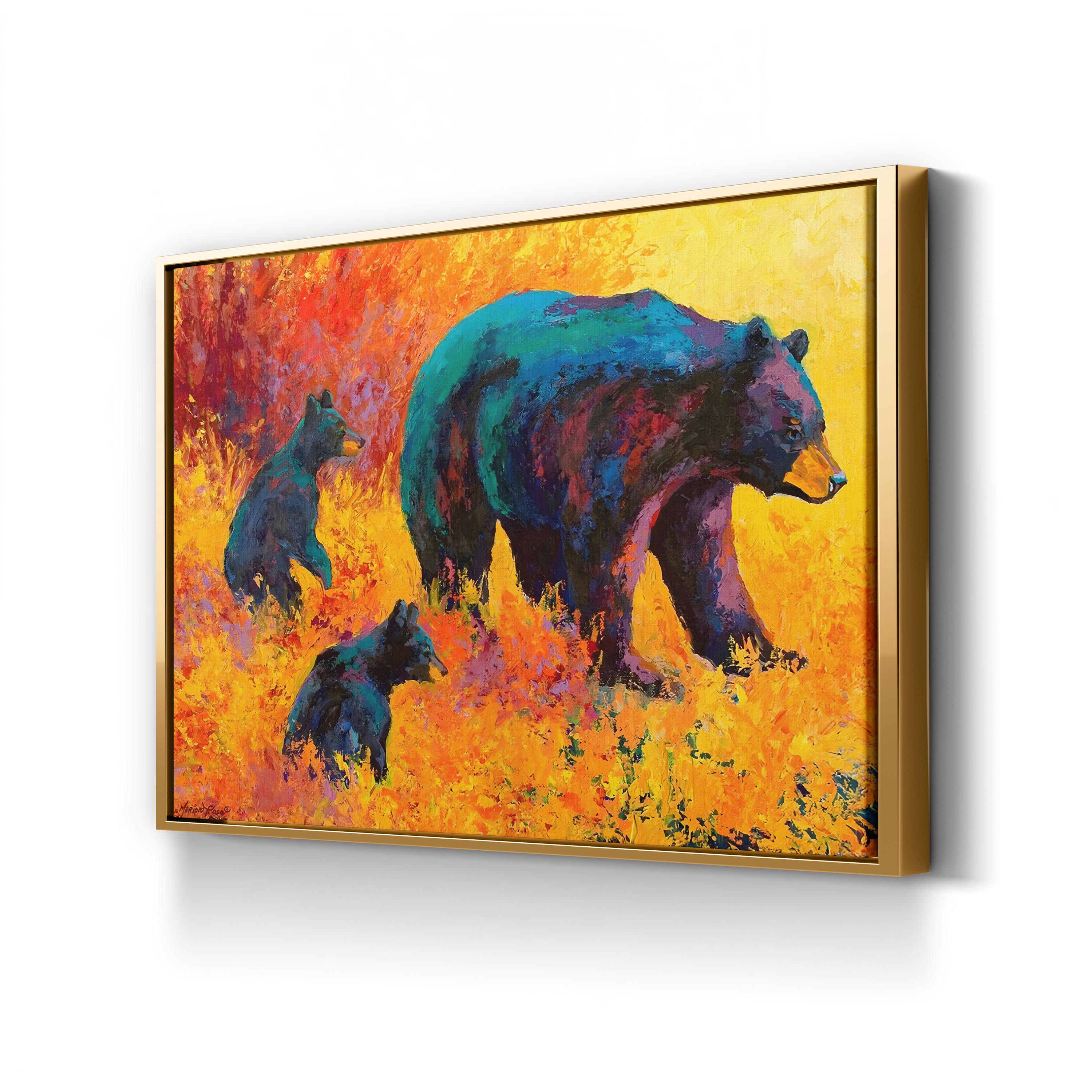 Double Trouble Black Bear Wall Art by Marion Rose | Contemporary Wildlife Canvas Print