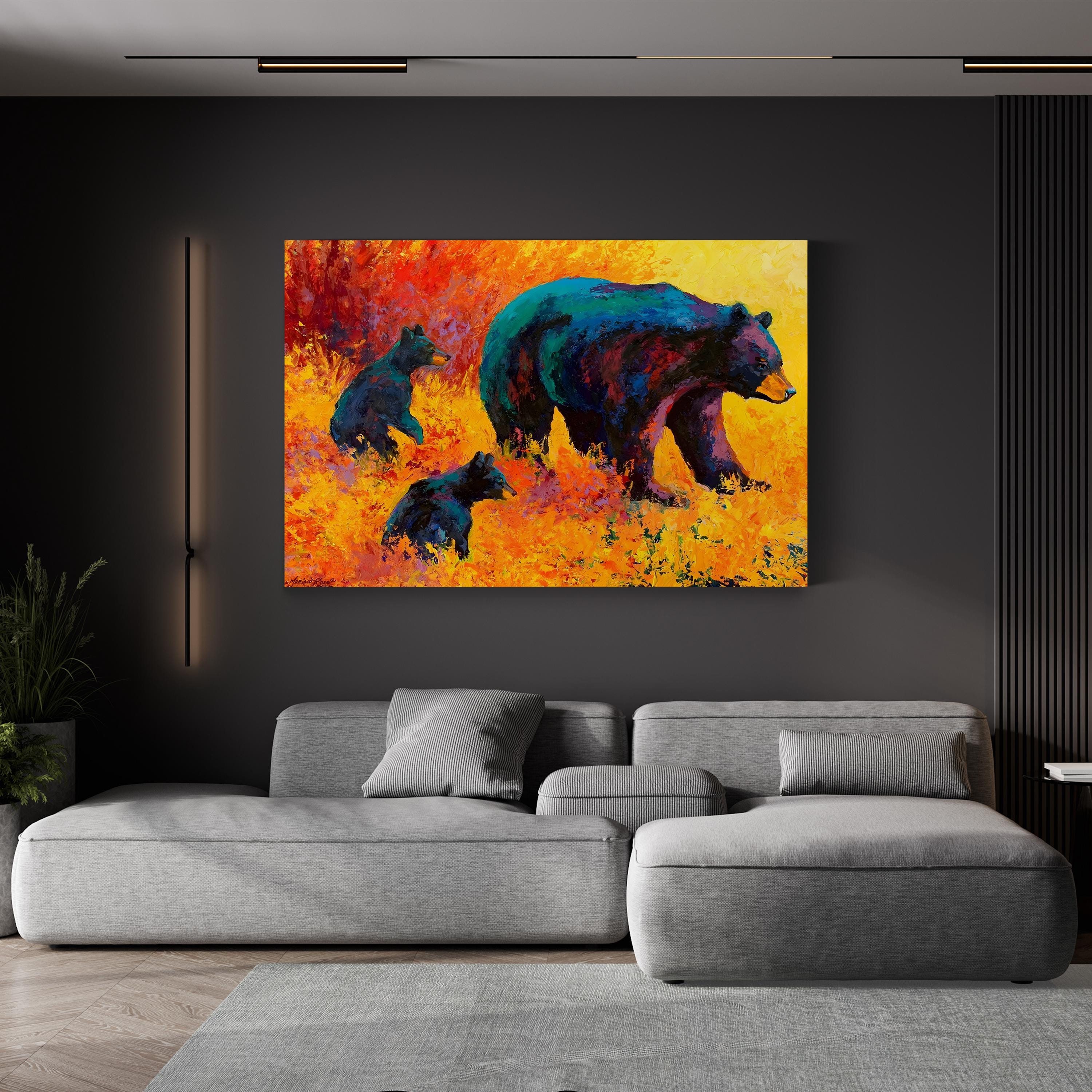 Double Trouble Black Bear Wall Art by Marion Rose | Contemporary Wildlife Canvas Print