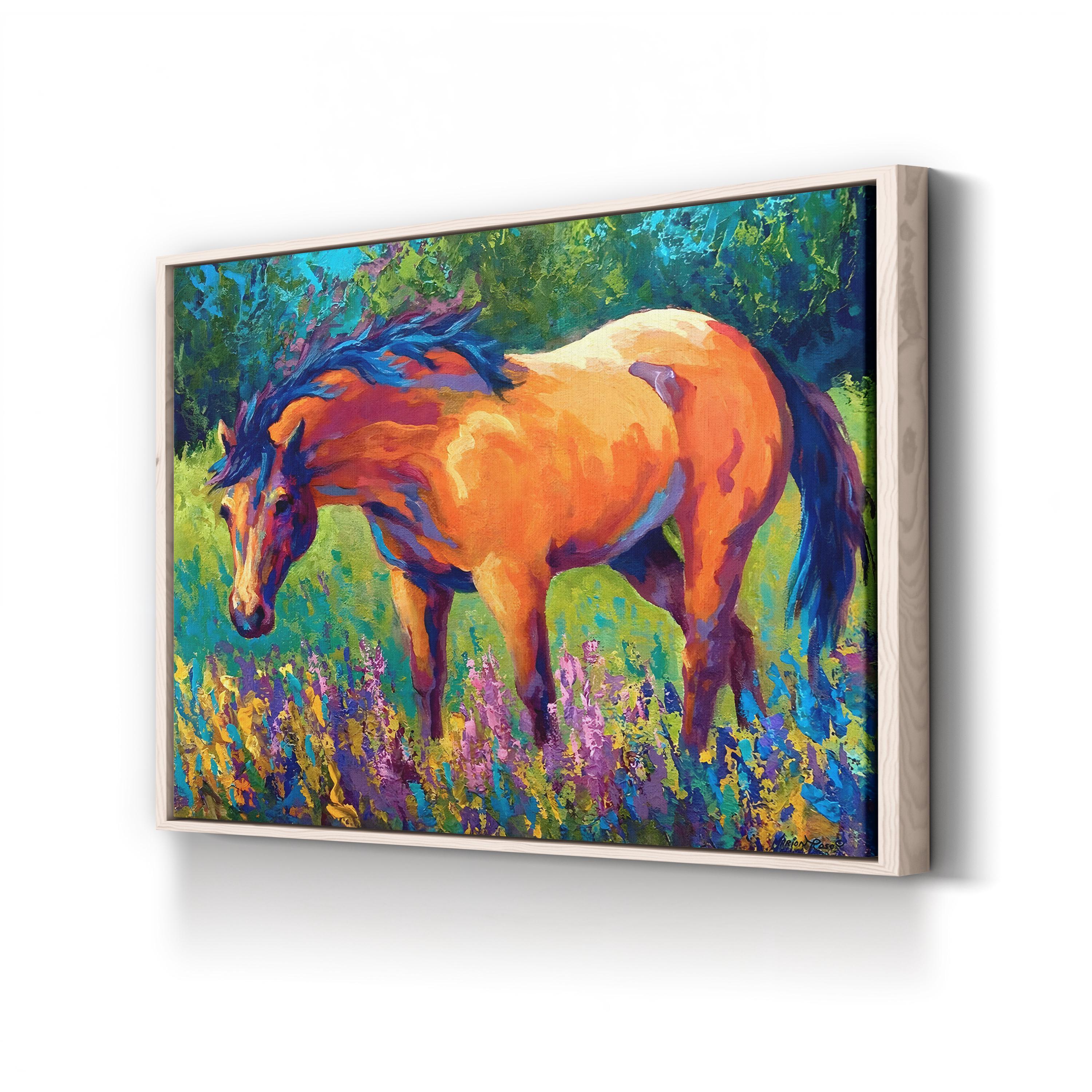 Vibrant Horse Canvas Art Print: Contemporary Wildlife Landscape