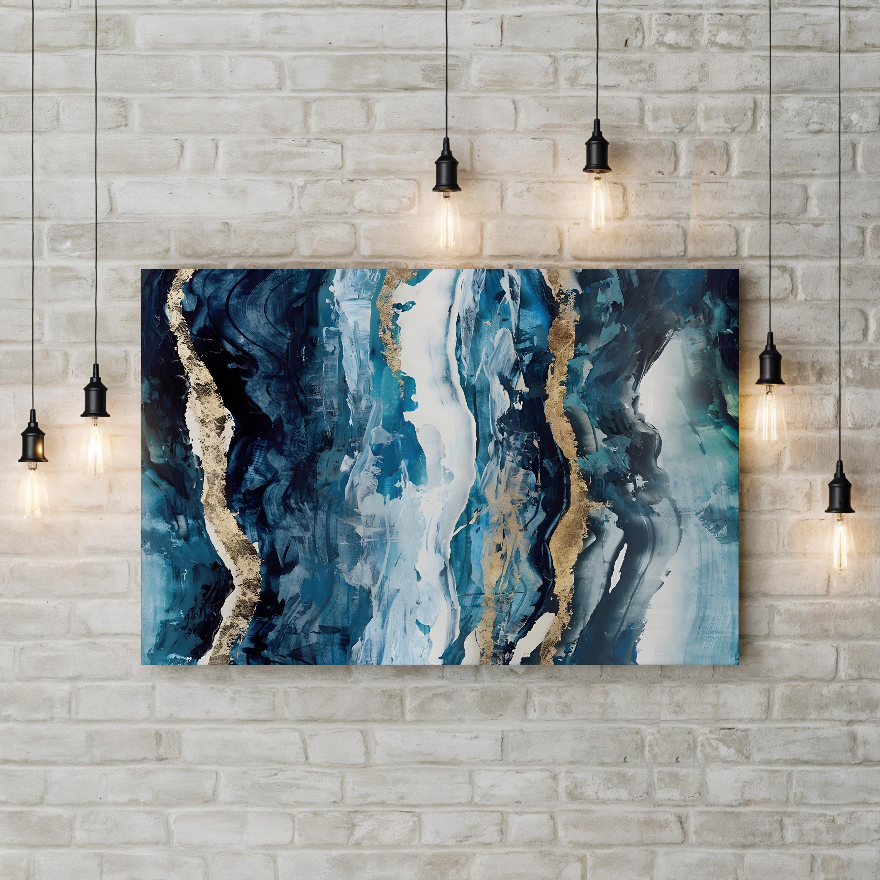Effectus I Blue & Gold Abstract – Isabelle Z Wall Art | Contemporary Abstract Canvas Print