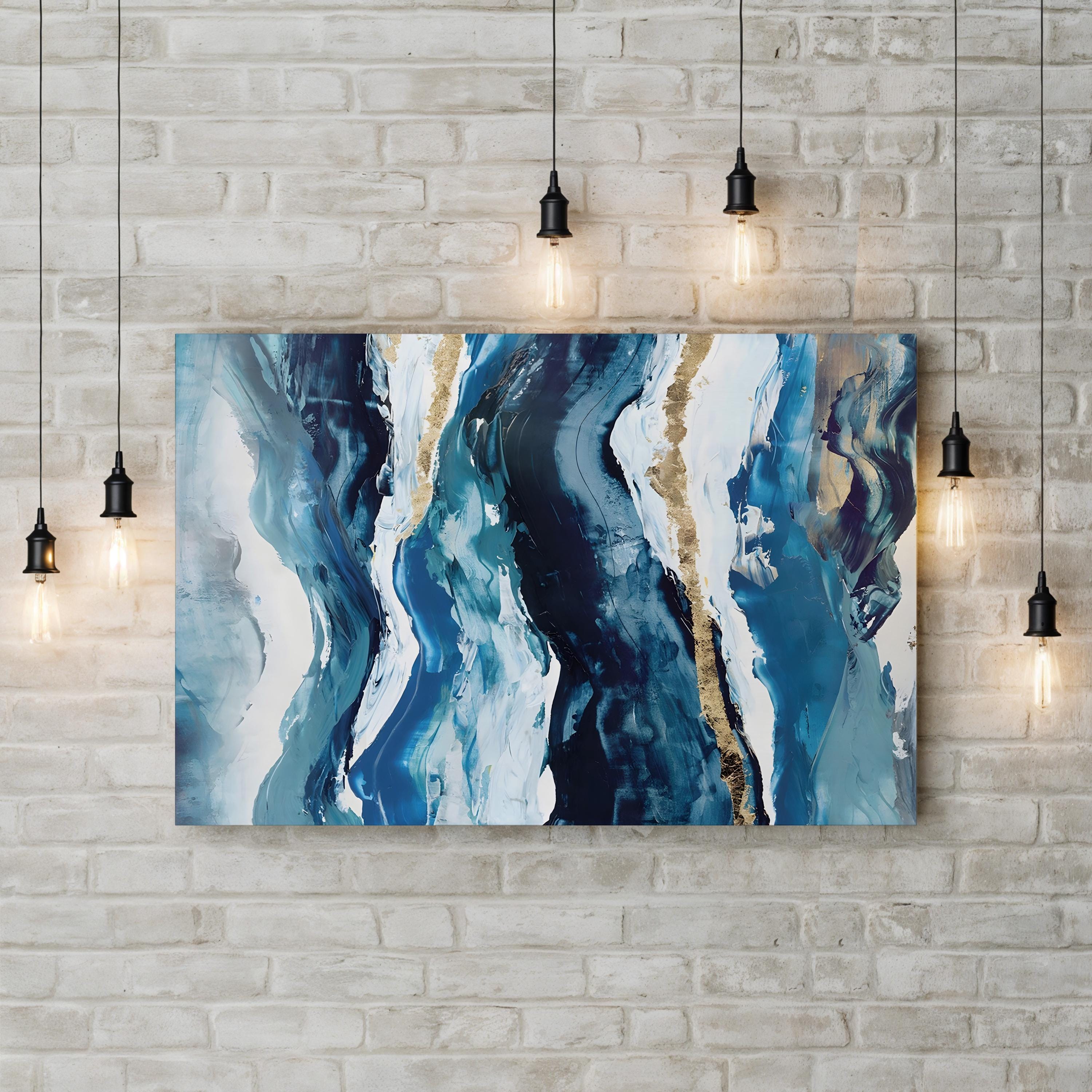 Effectus II Wall Art by Isabelle Z – Contemporary Blue and Gold Abstract Canvas Print