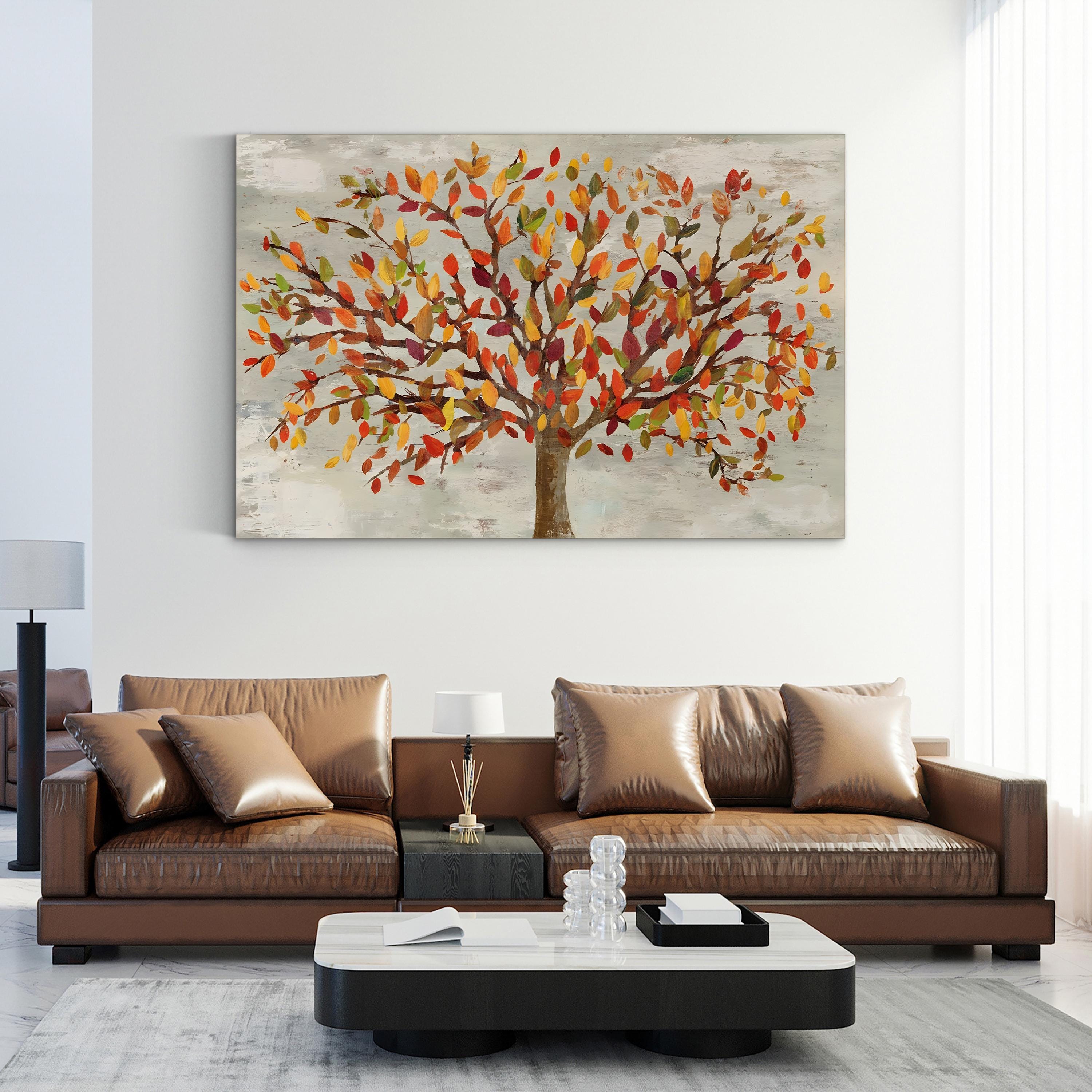 Fall Foliage Canvas Art – Abstract Autumn Leaves, Nature-Inspired Wall Decor