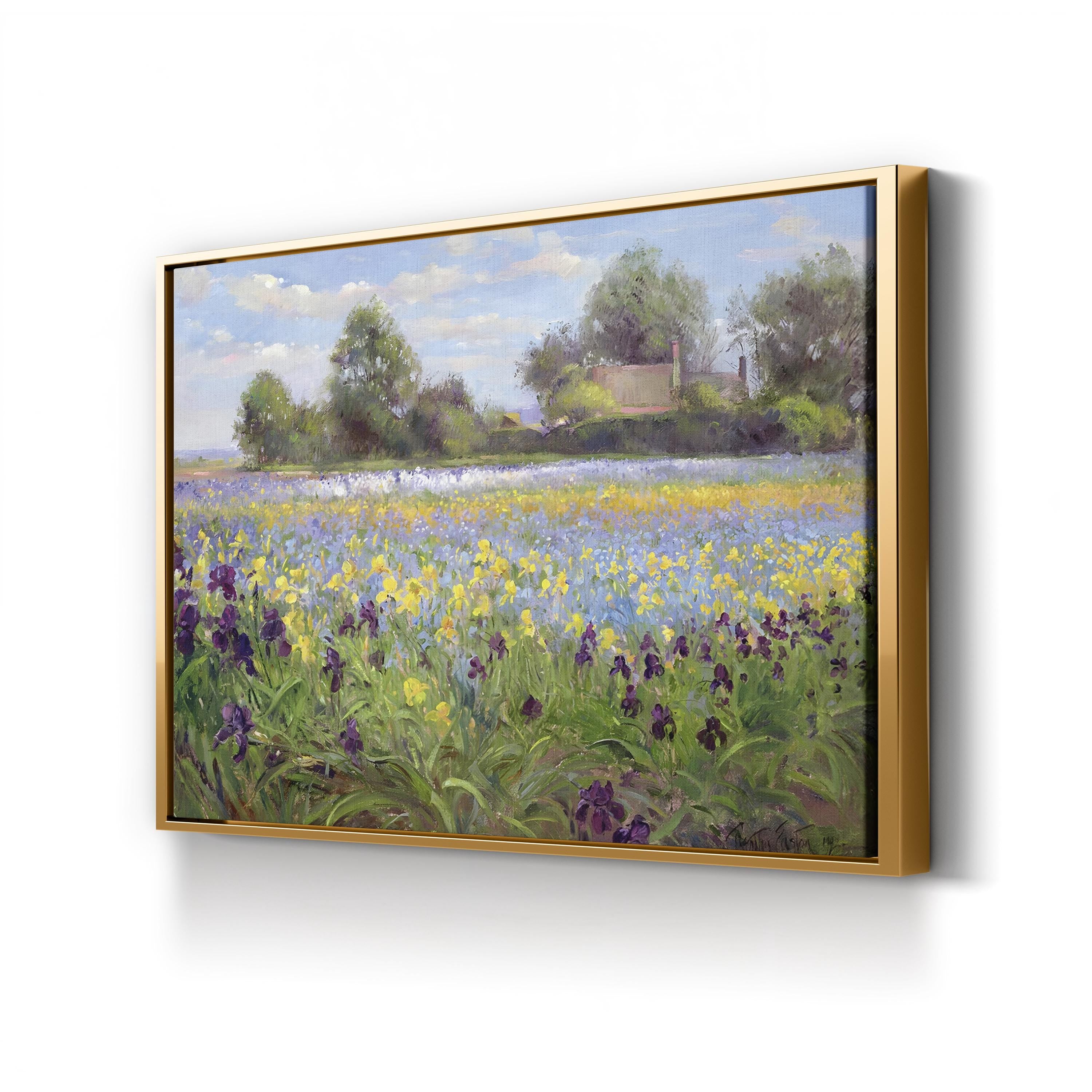Farmstead and Iris Field, 1992 Canvas Art Print – Abstract Landscape Wall Decor