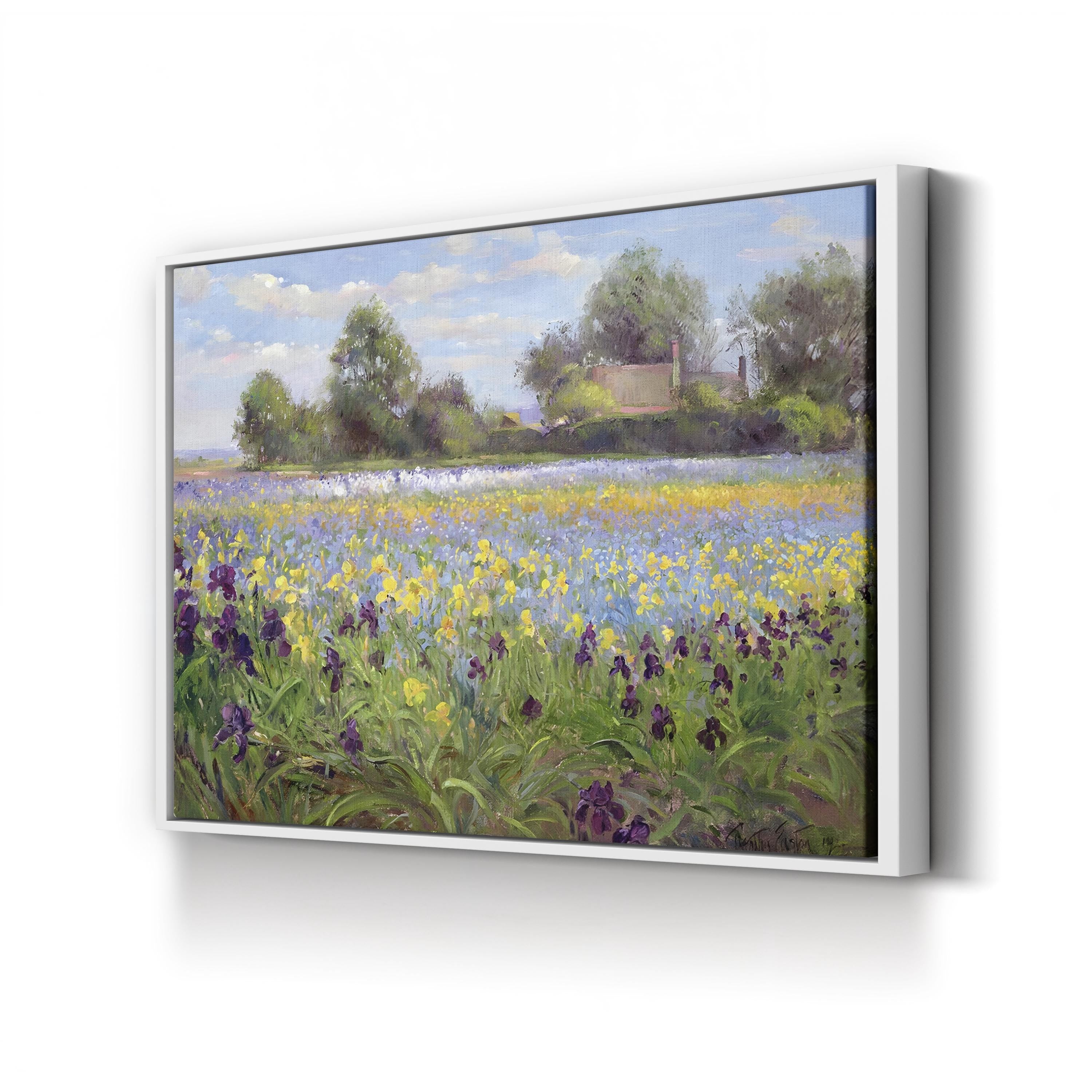 Farmstead and Iris Field, 1992 Canvas Art Print – Abstract Landscape Wall Decor
