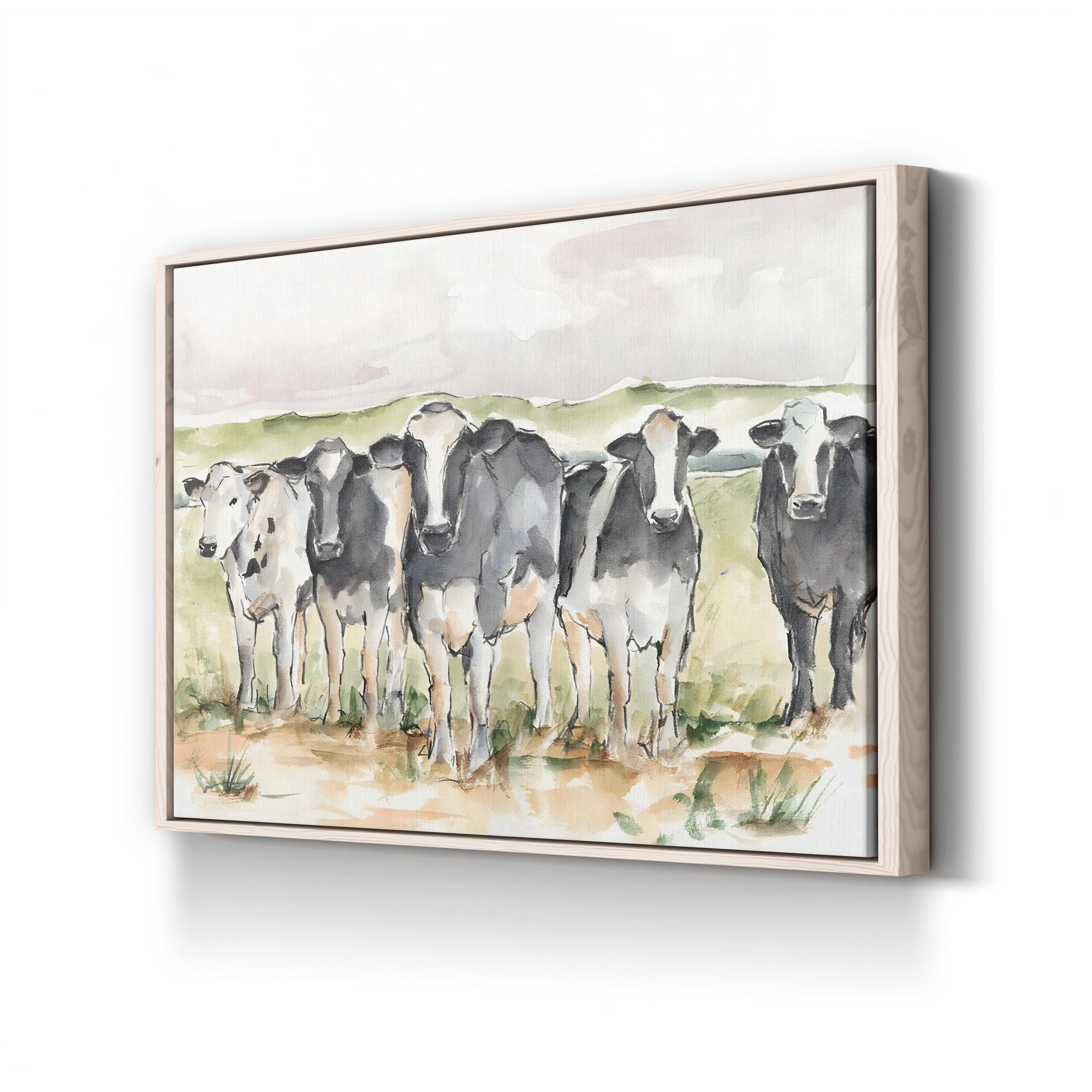 Watercolor Pasture Cow – Period Illustration Wall Art | Farmhouse Canvas Print