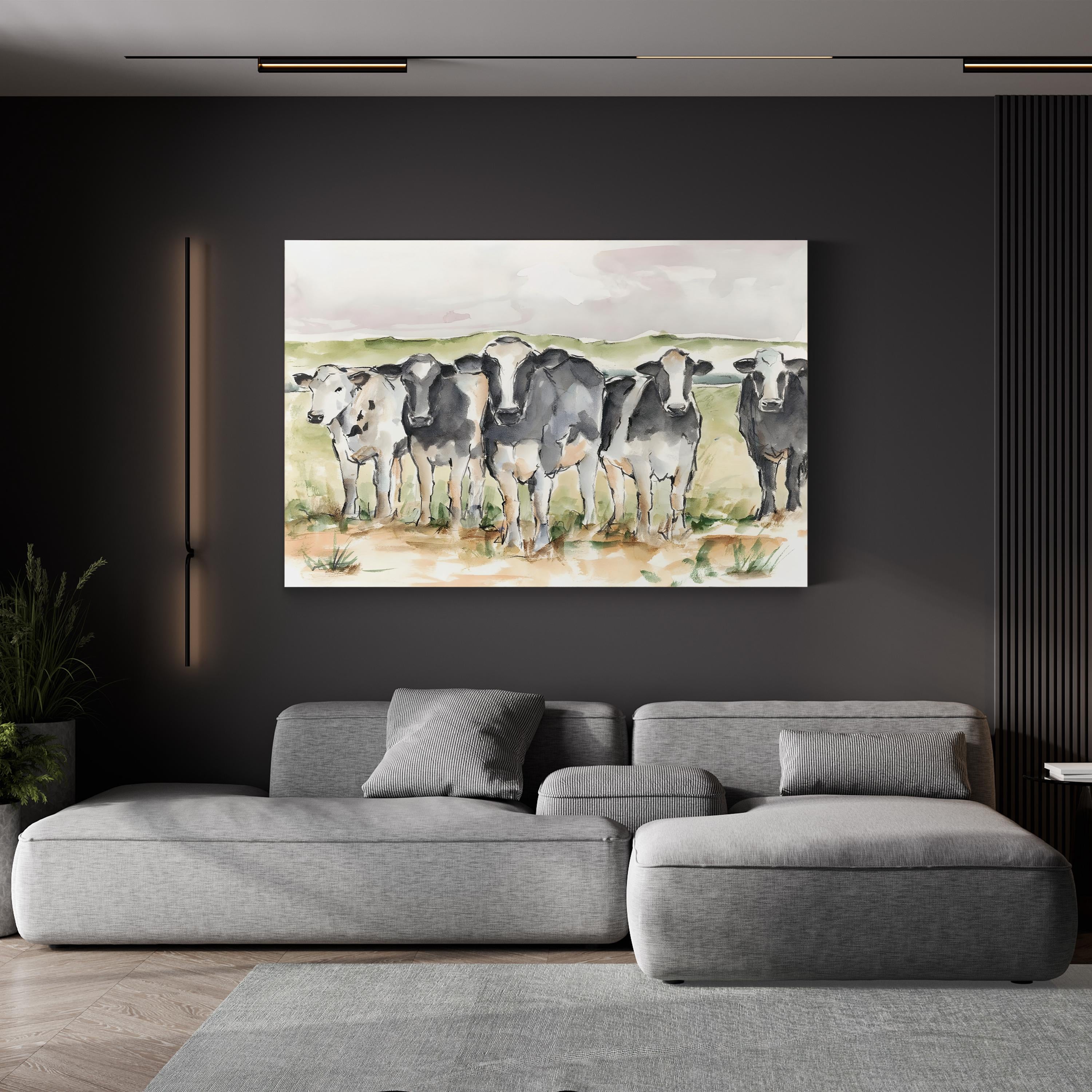 Watercolor Pasture Cow – Period Illustration Wall Art | Farmhouse Canvas Print