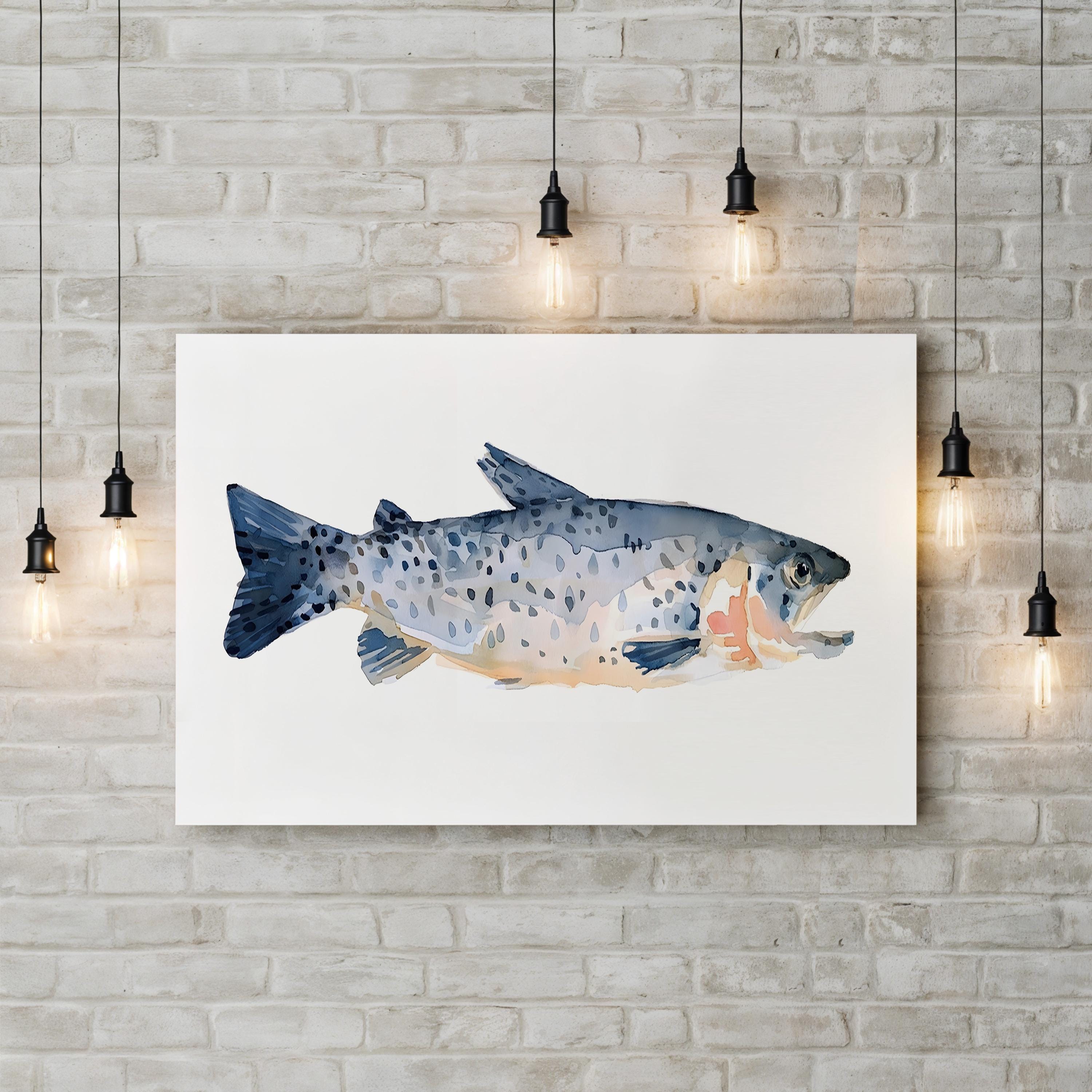 Freckled Trout IV Wall Art by Emma Scarvey – Coastal Wildlife Fish Illustration Canvas Print