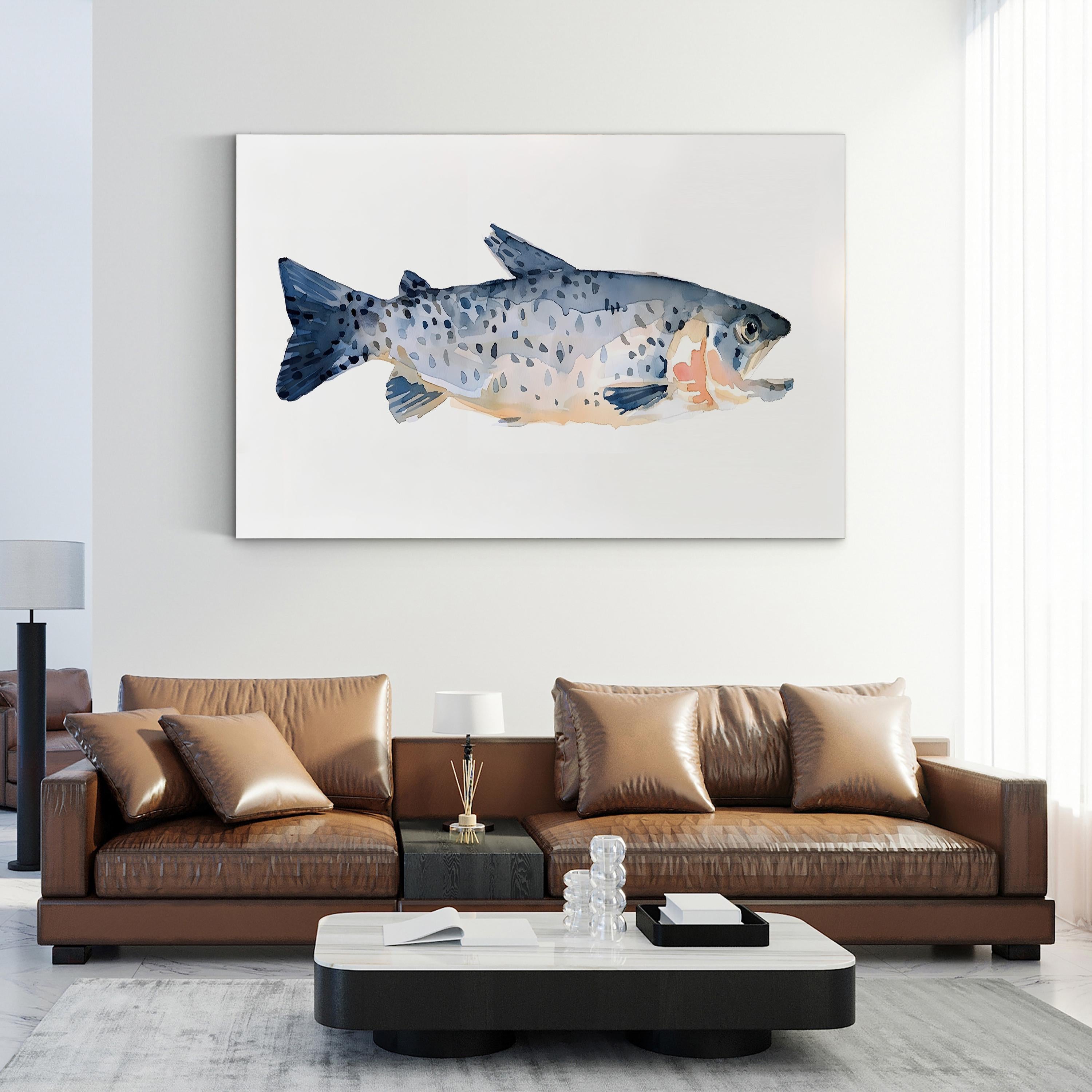 Freckled Trout IV Wall Art by Emma Scarvey – Coastal Wildlife Fish Illustration Canvas Print