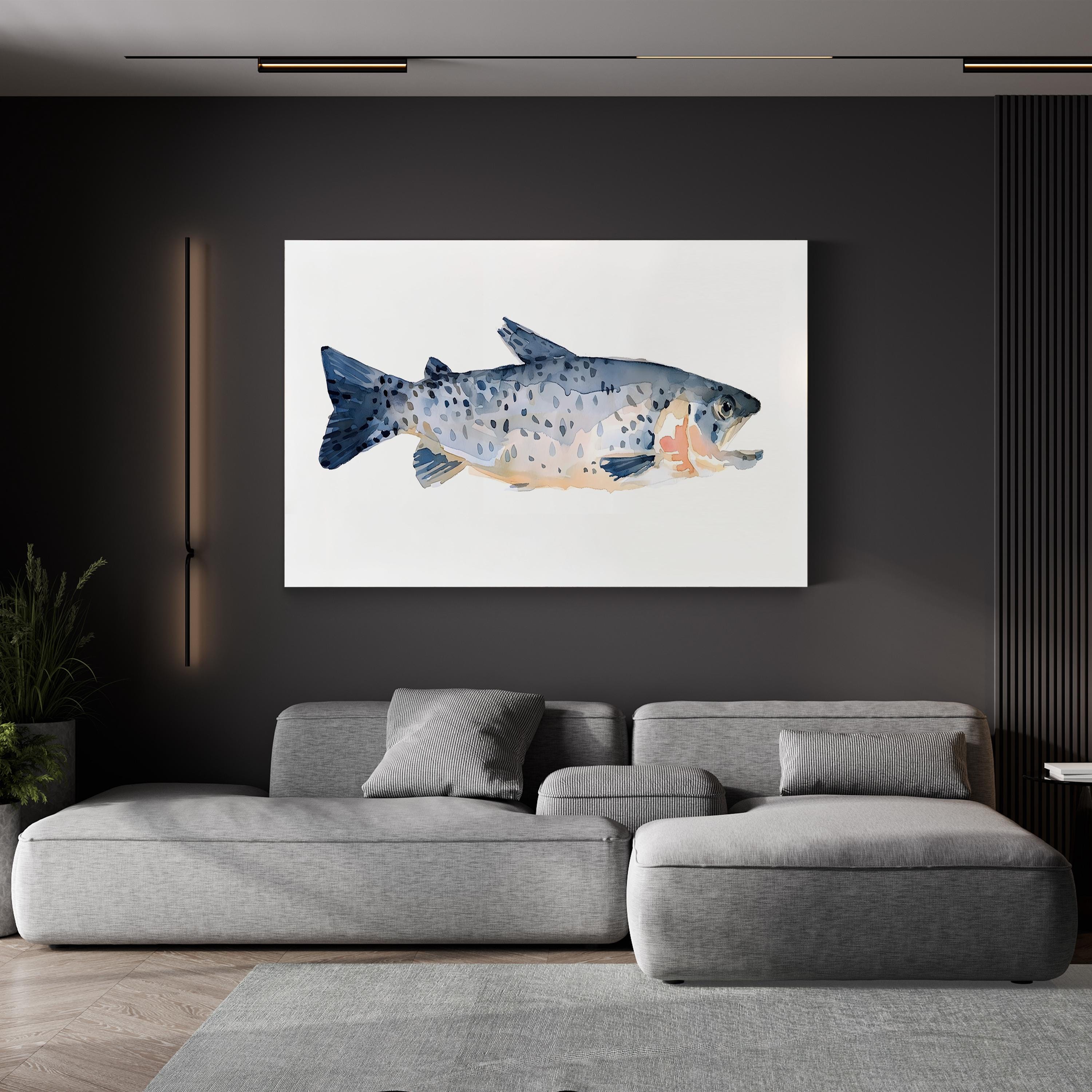 Freckled Trout IV Wall Art by Emma Scarvey – Coastal Wildlife Fish Illustration Canvas Print