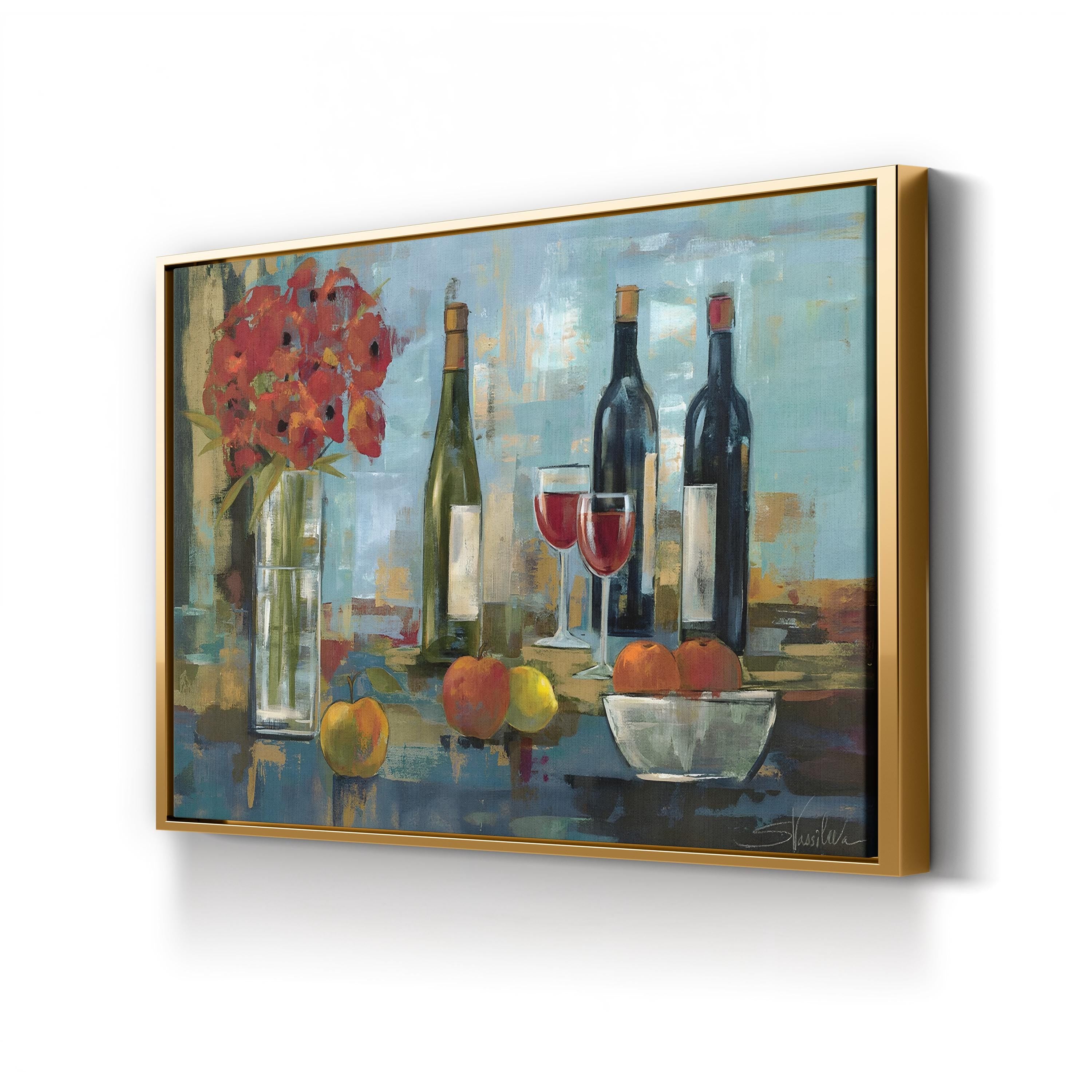 Fruit and Wine Wall Art by Silvia Vassileva – Elegant Still Life Canvas Print
