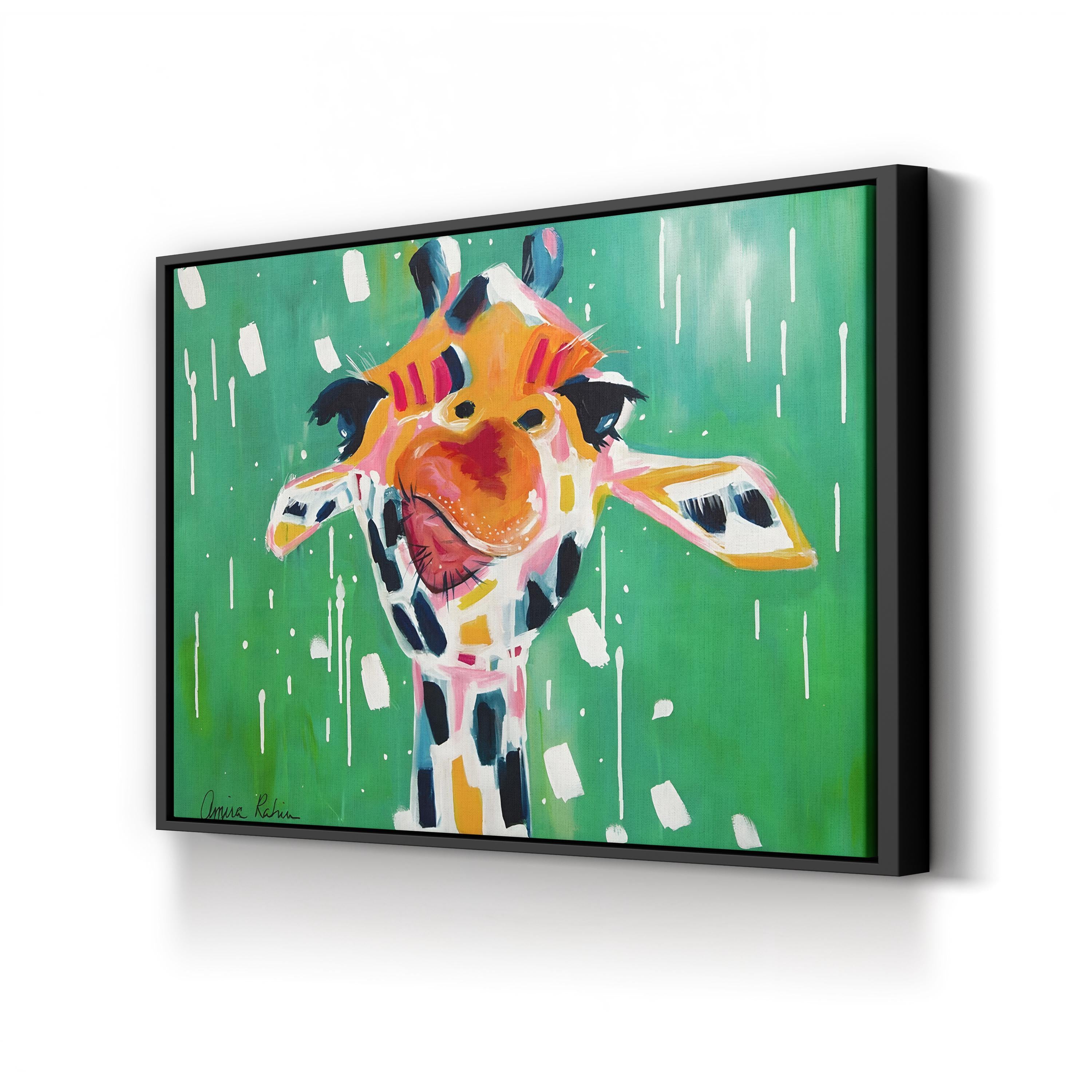 Gino 2015 Expressionist Giraffe – Period Illustration Wall Art | Abstract Animal Canvas Print