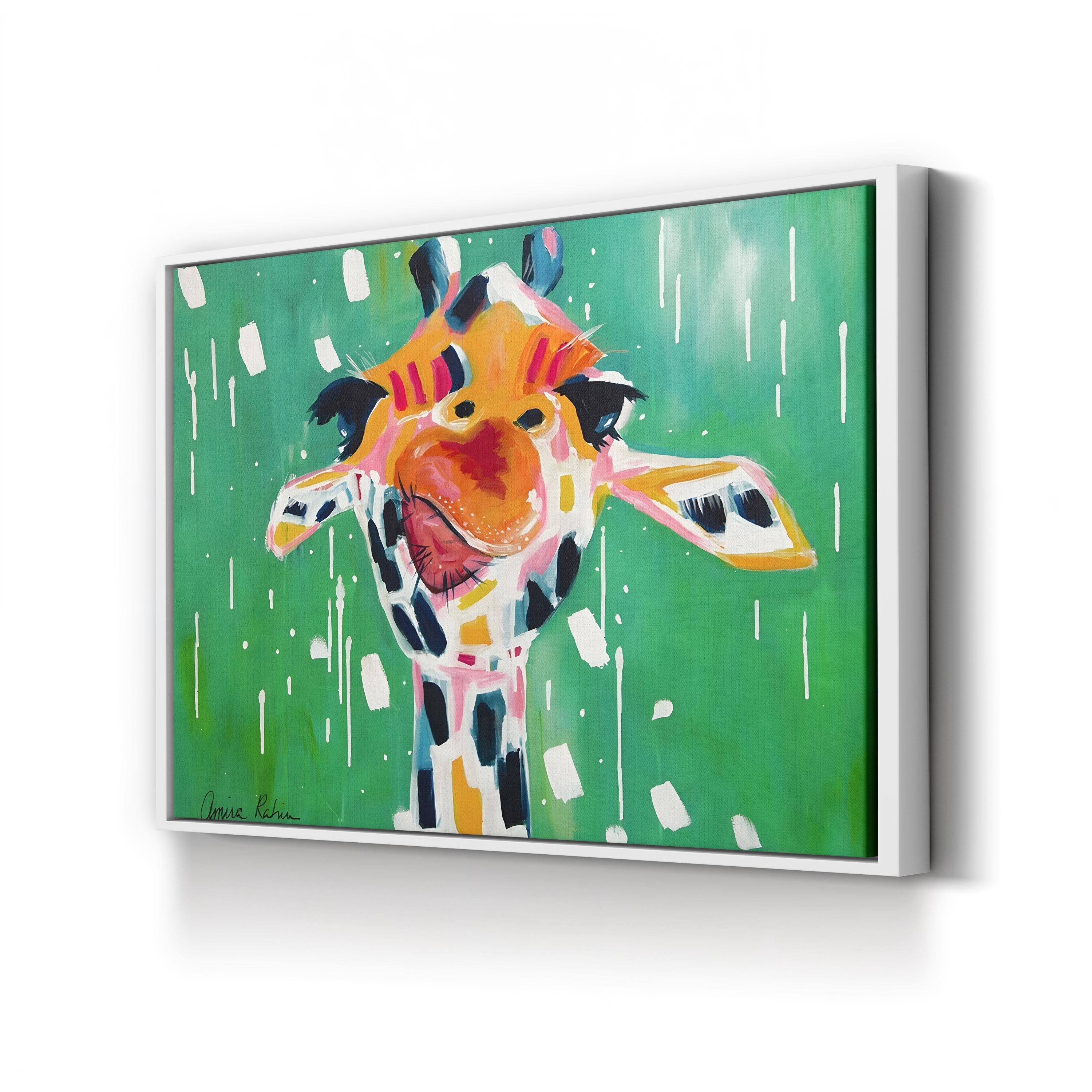Gino 2015 Expressionist Giraffe – Period Illustration Wall Art | Abstract Animal Canvas Print