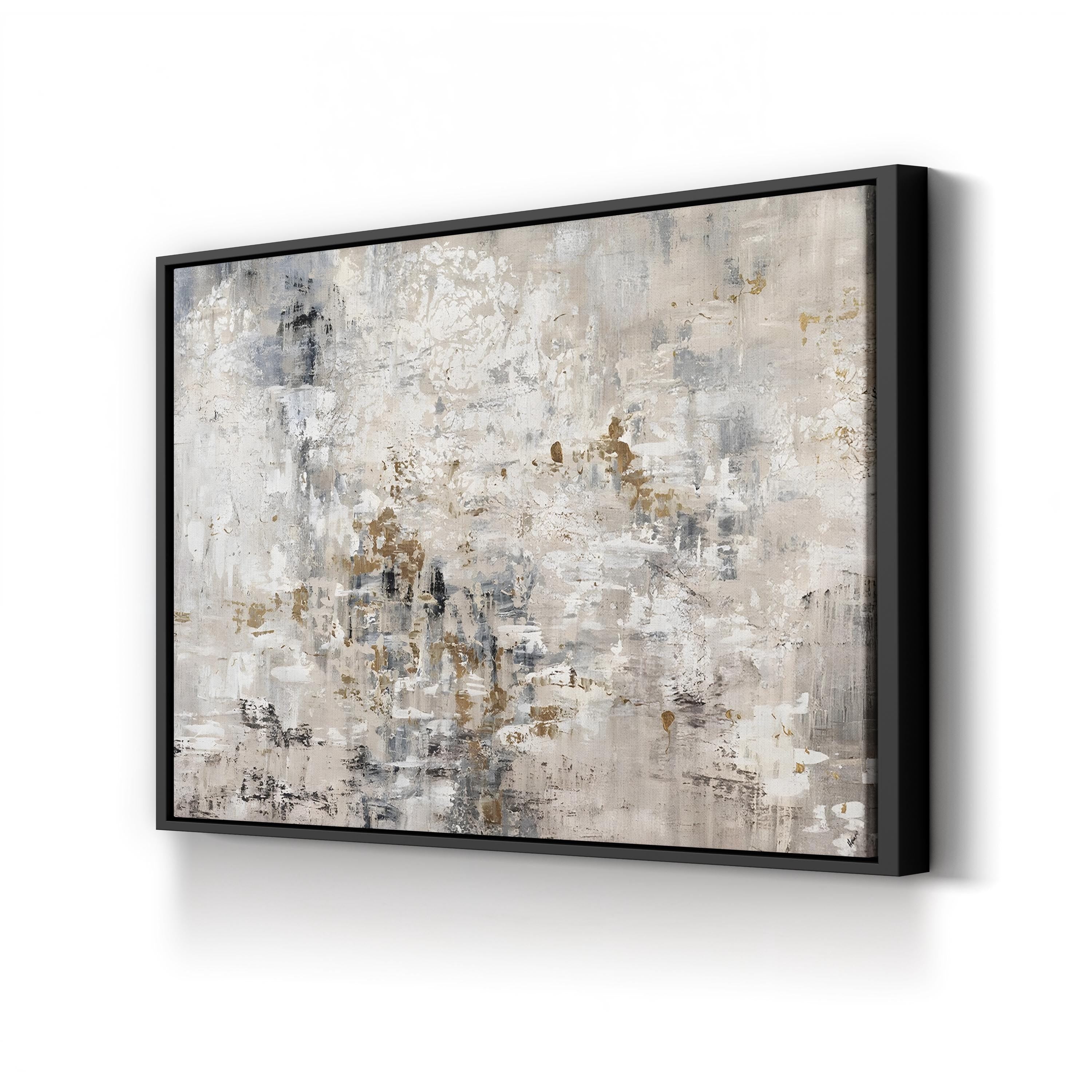 Golden Reflections Wall Art | Contemporary Abstract Lake Landscape Canvas by Alexys Henry
