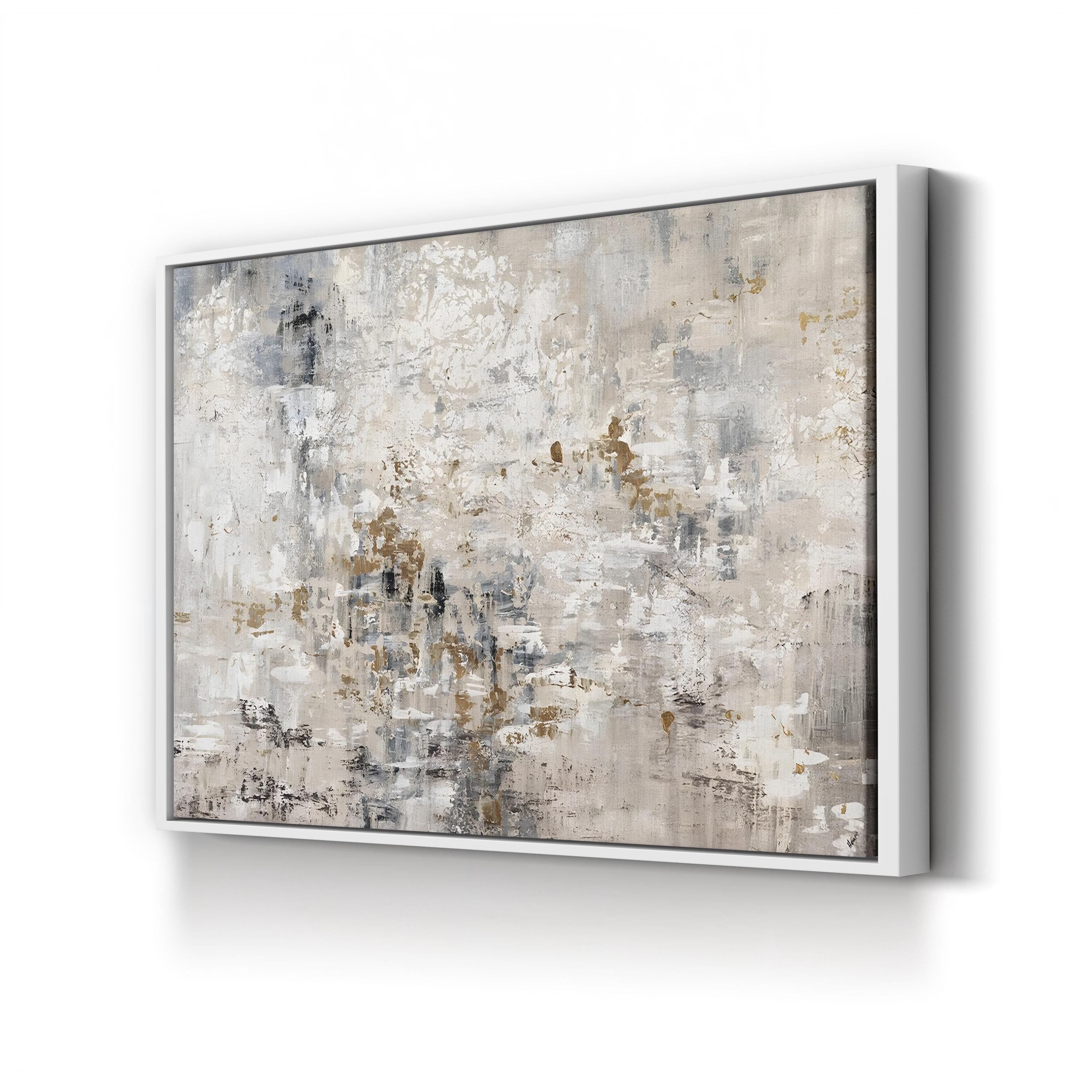 Golden Reflections Wall Art | Contemporary Abstract Lake Landscape Canvas by Alexys Henry