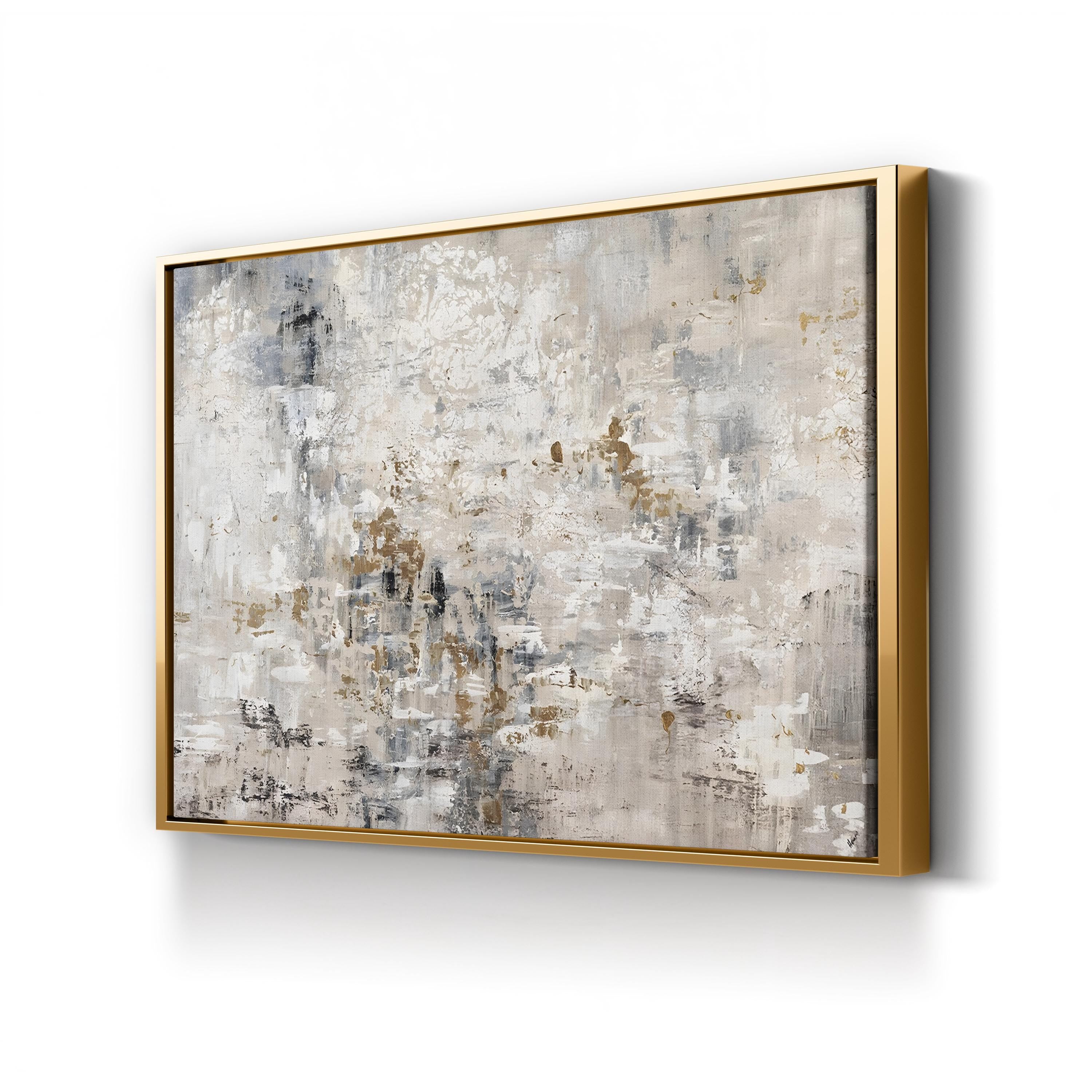 Golden Reflections Wall Art | Contemporary Abstract Lake Landscape Canvas by Alexys Henry