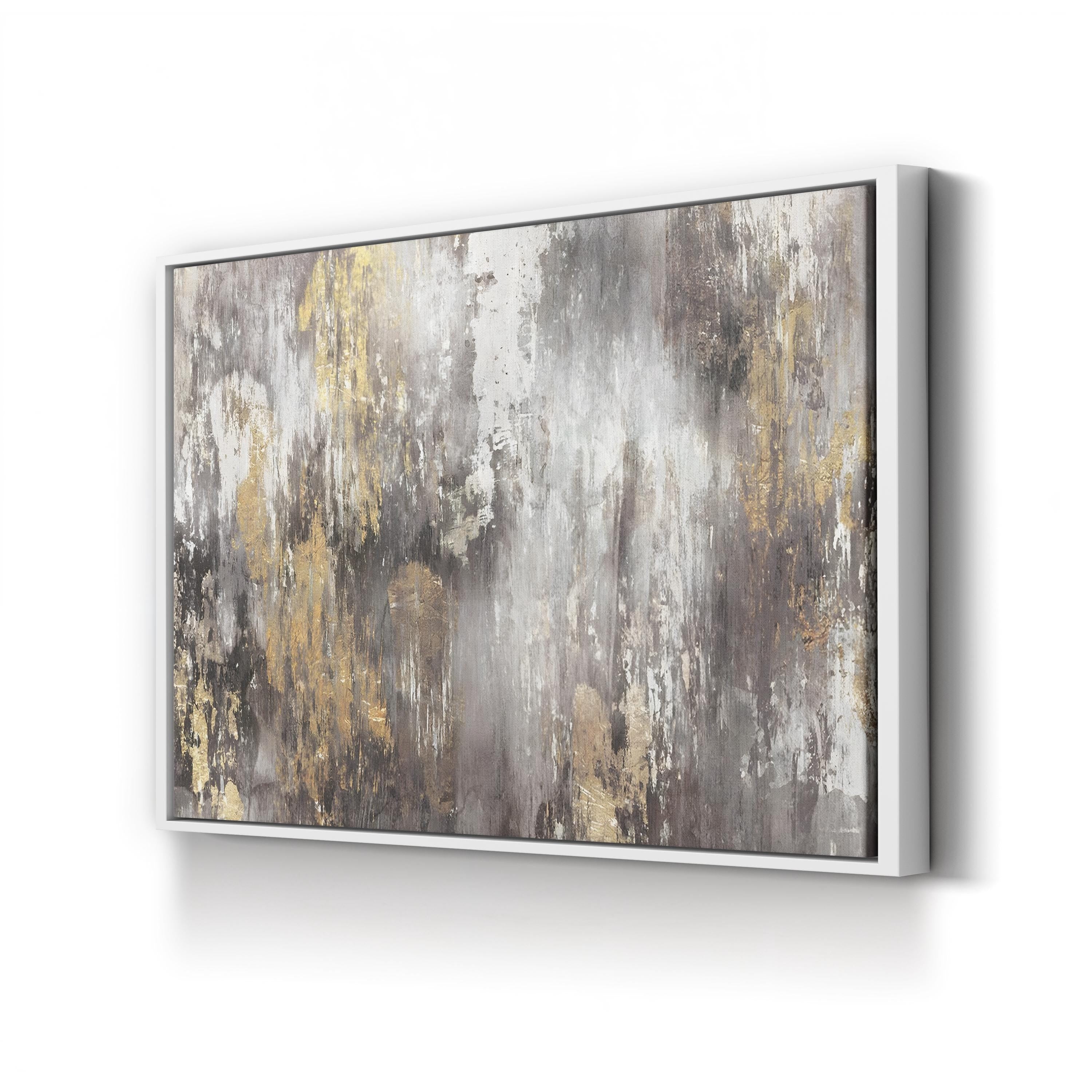 Gold Ikat Wall Art | Contemporary Abstract Ikat Pattern Canvas by PI Galerie
