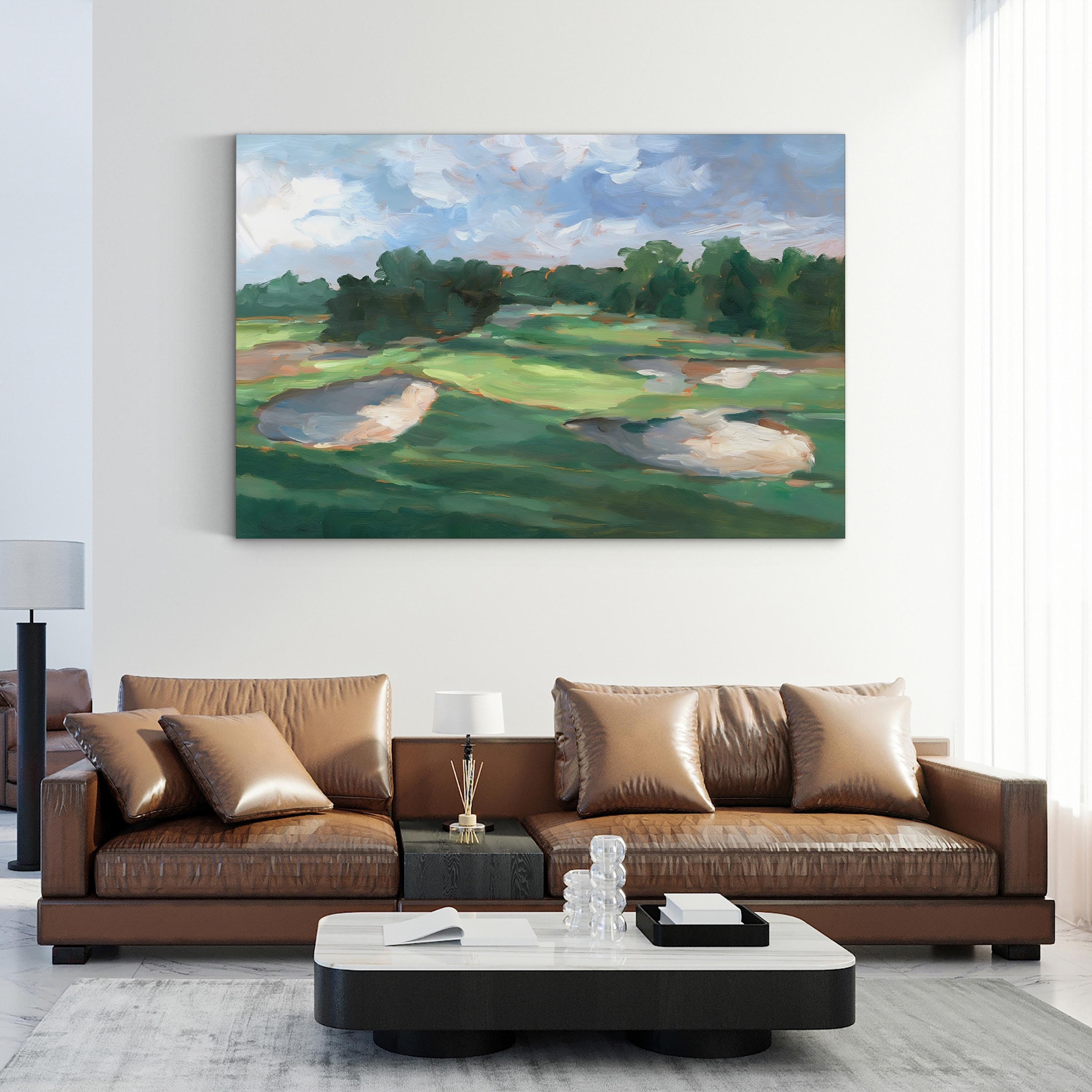 Golf Course Study III – Framed Modern Golf Landscape Canvas Art by Ethan Harper