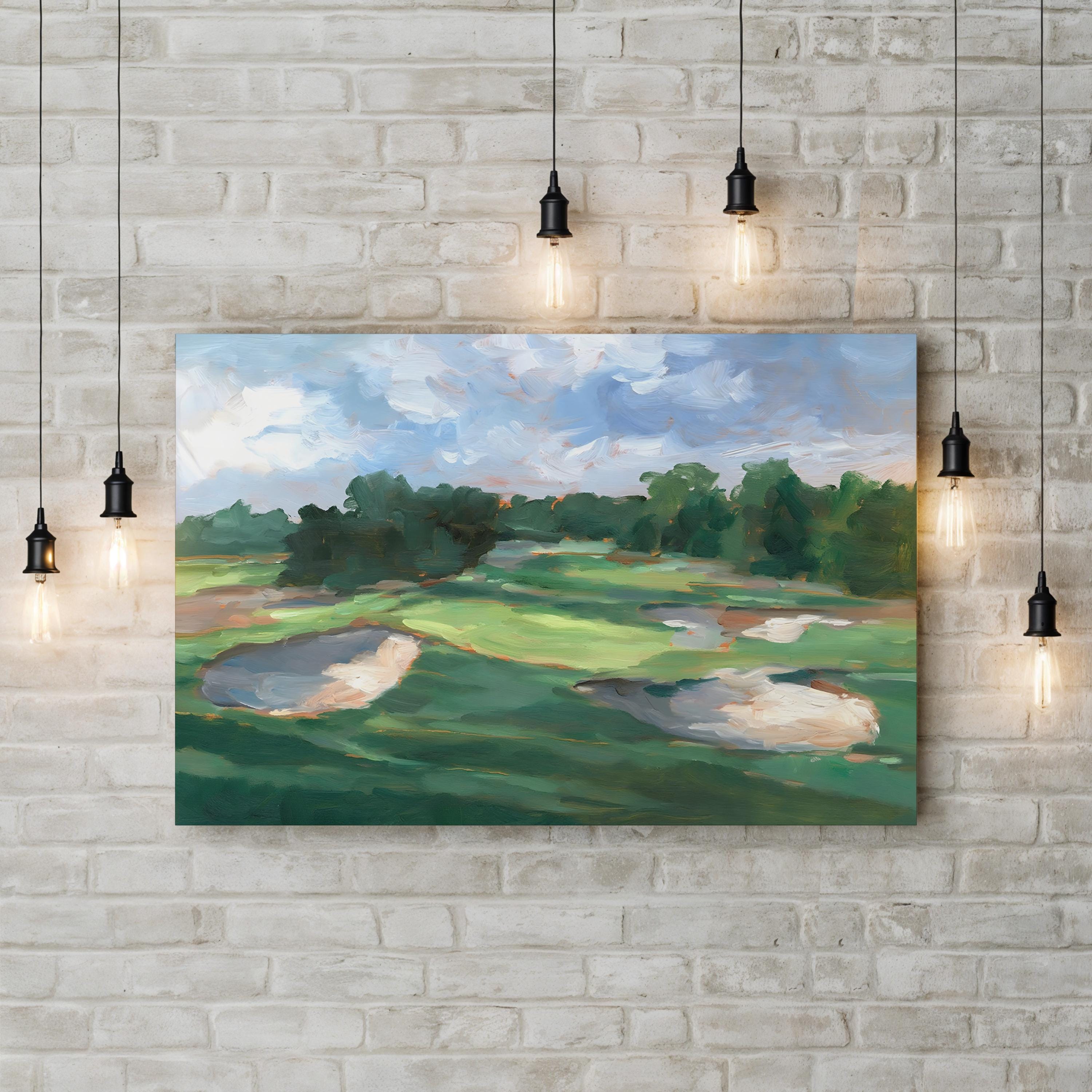 Golf Course Study III – Framed Modern Golf Landscape Canvas Art by Ethan Harper