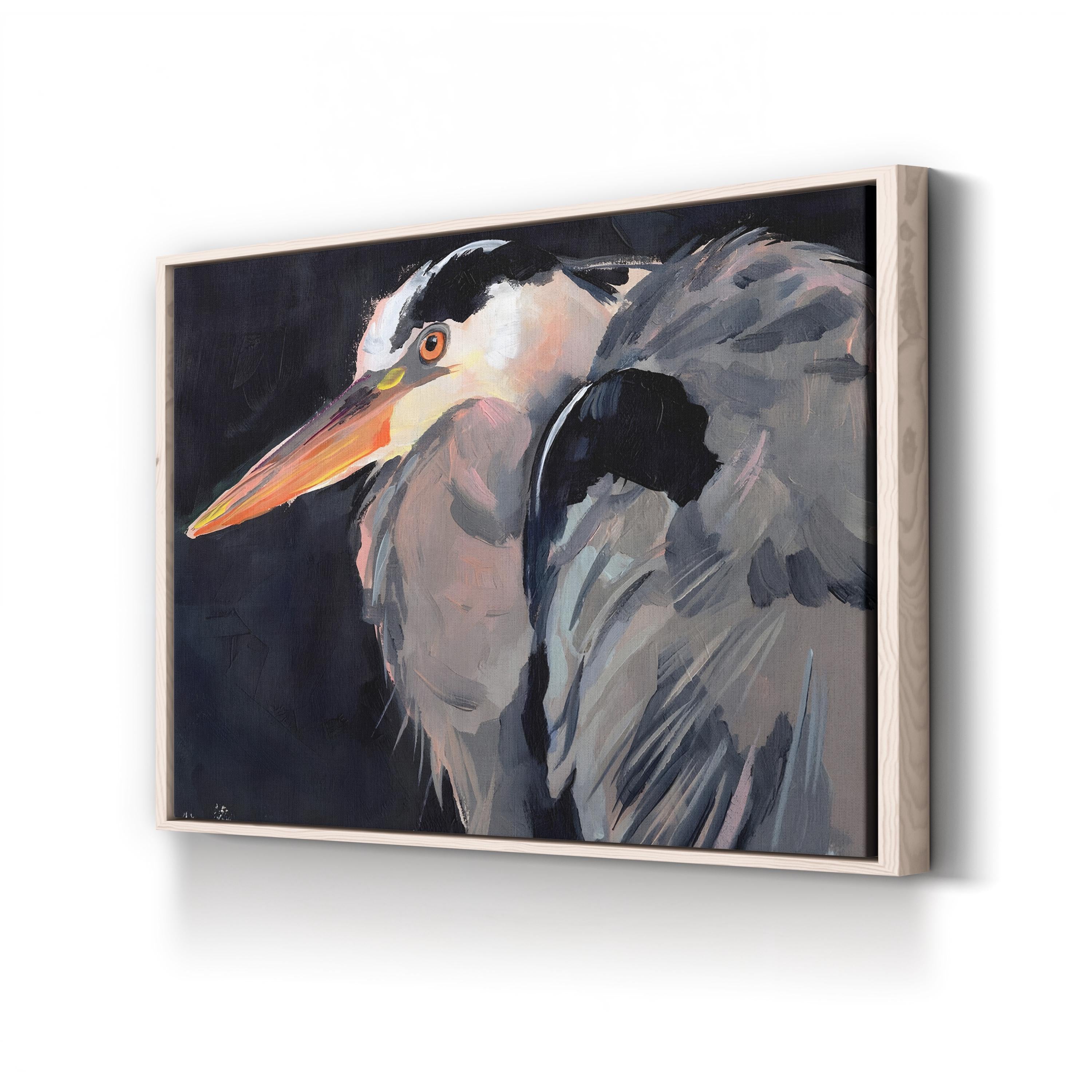 Great Heron II – Framed Modern Wildlife Canvas Art by Jennifer Paxton Parker