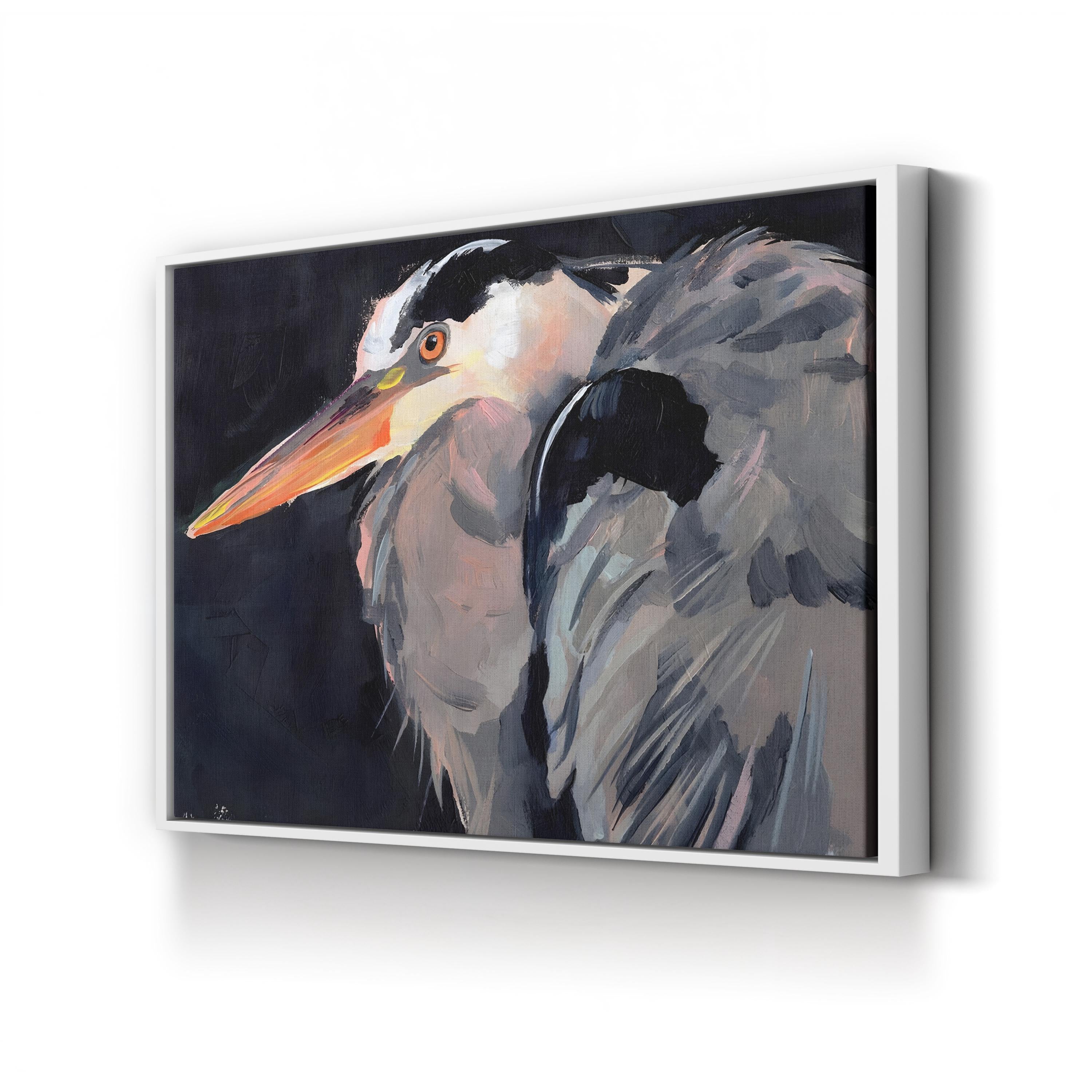 Great Heron II – Framed Modern Wildlife Canvas Art by Jennifer Paxton Parker