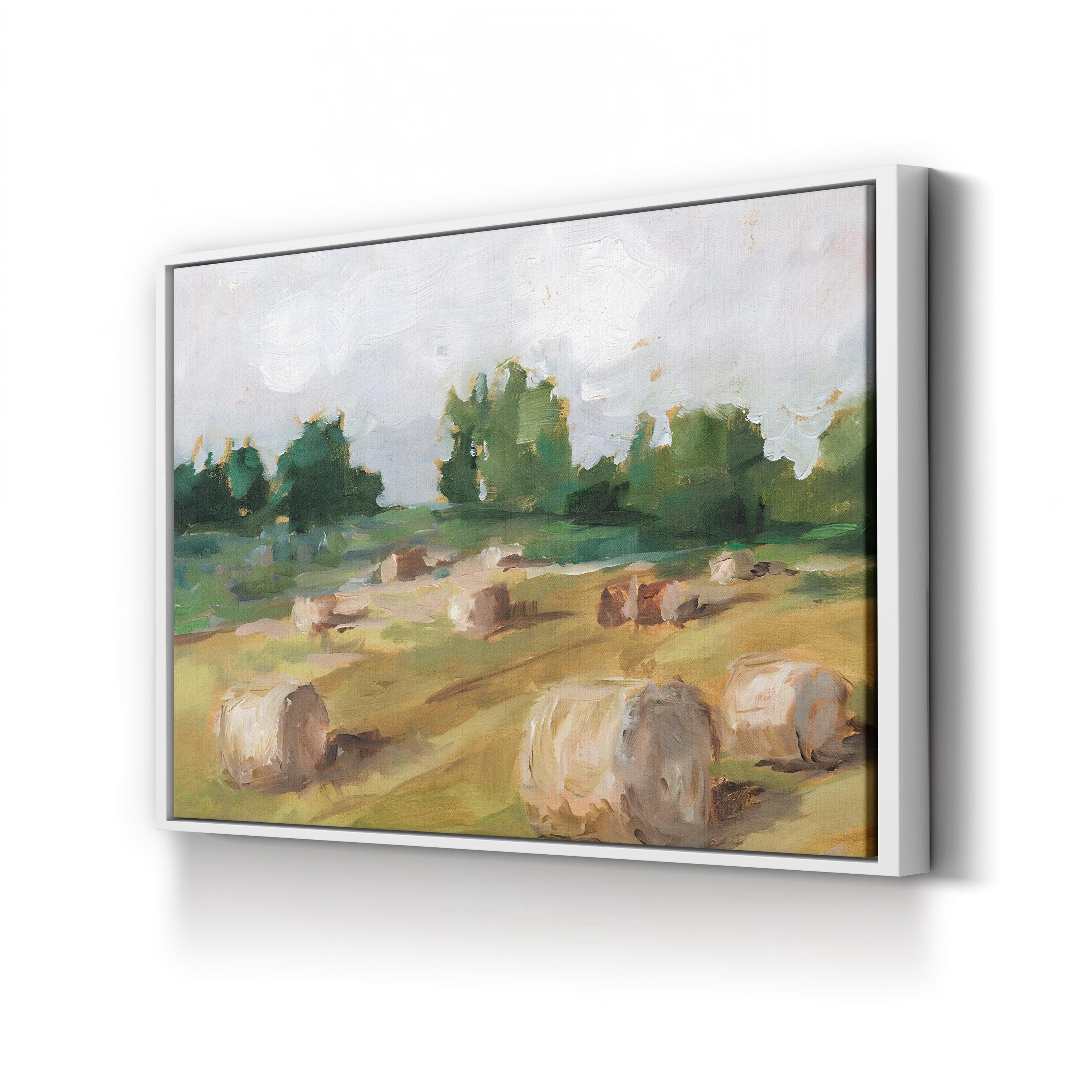 Hay Field I – Framed Golden Rural Landscape Canvas Art by Ethan Harper