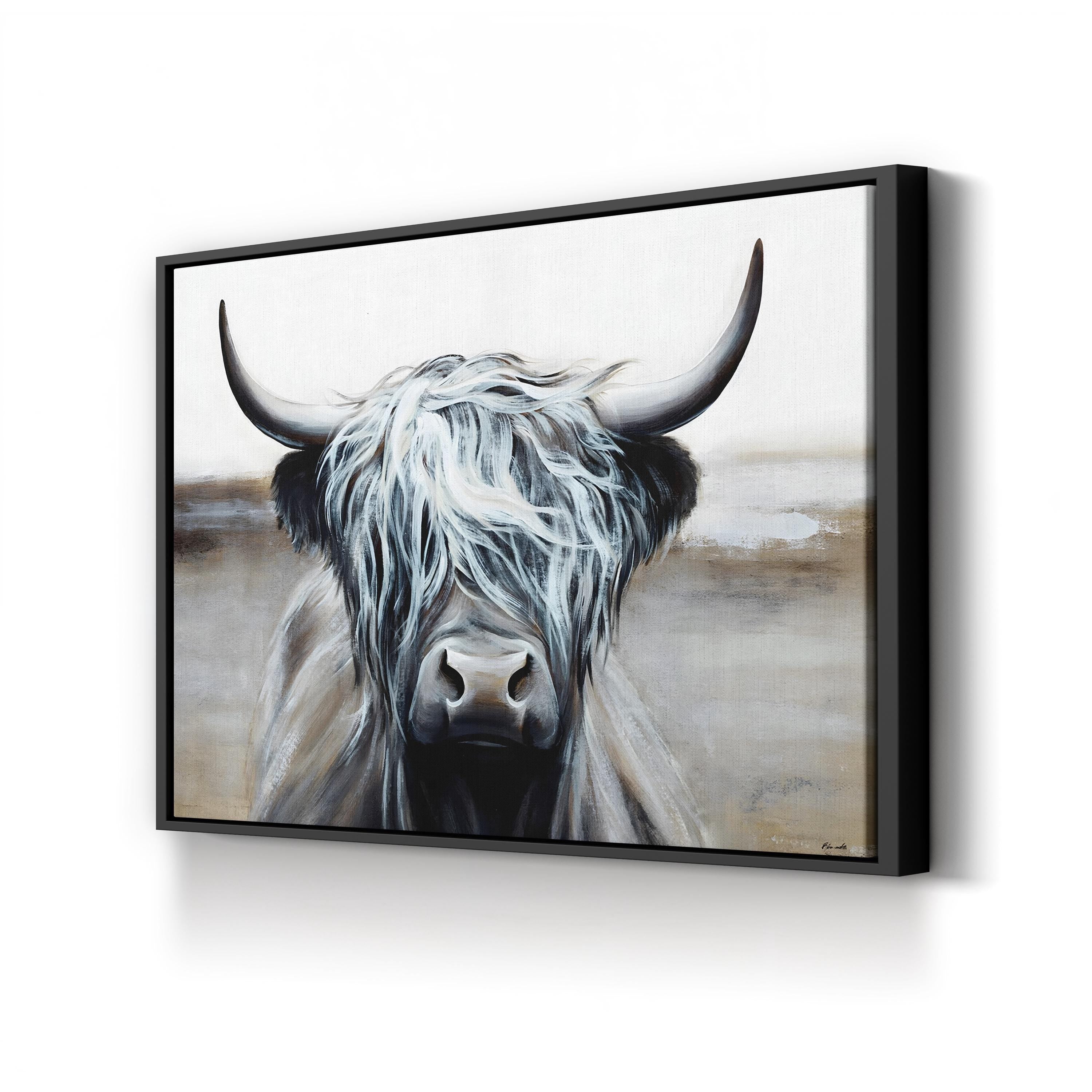Highlighted Hair Highland Cow Canvas Wall Art | Rustic Farmhouse Animal Art by Sydney Edmunds