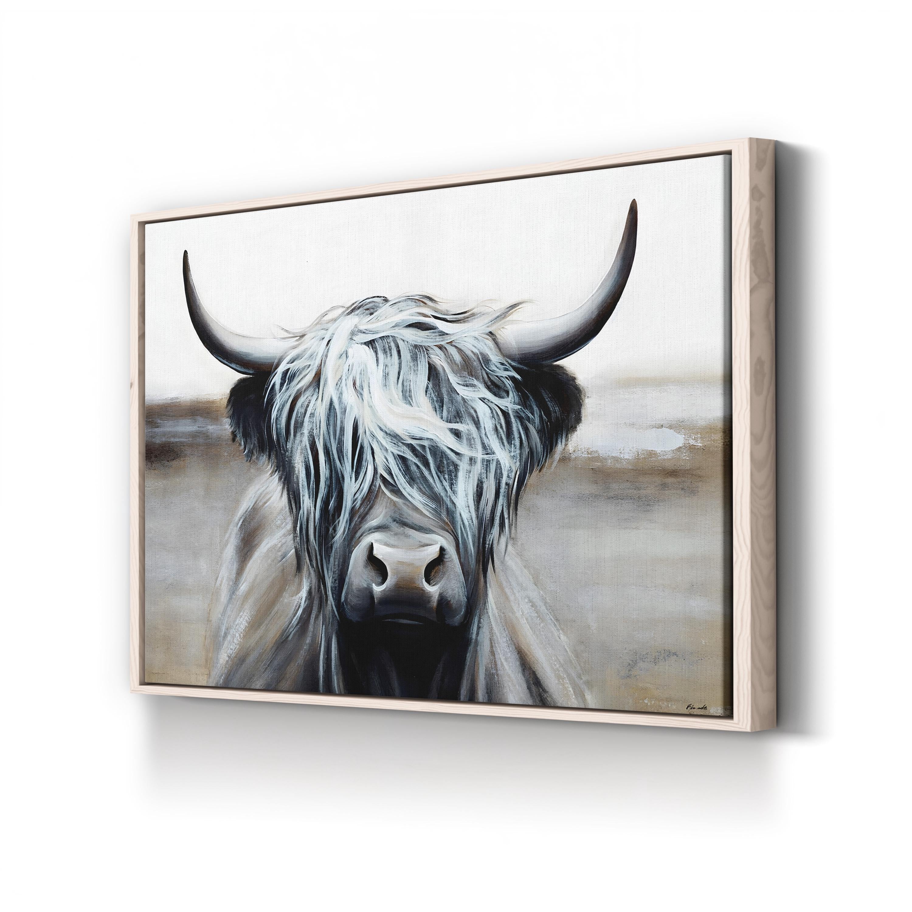 Highlighted Hair Highland Cow Canvas Wall Art | Rustic Farmhouse Animal Art by Sydney Edmunds