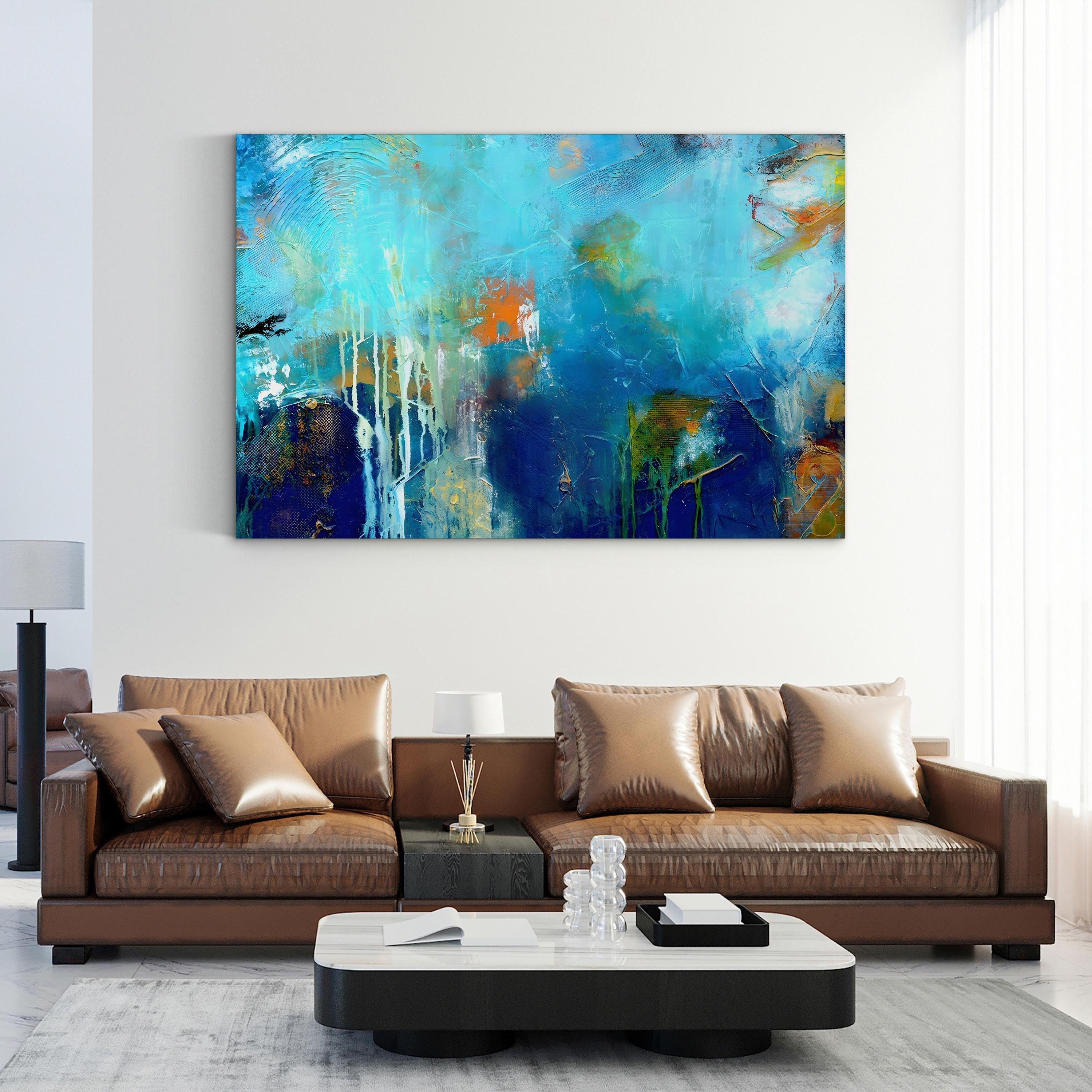 House of Blues Wall Art by Erin Ashley – Contemporary Abstract Floral Canvas Print
