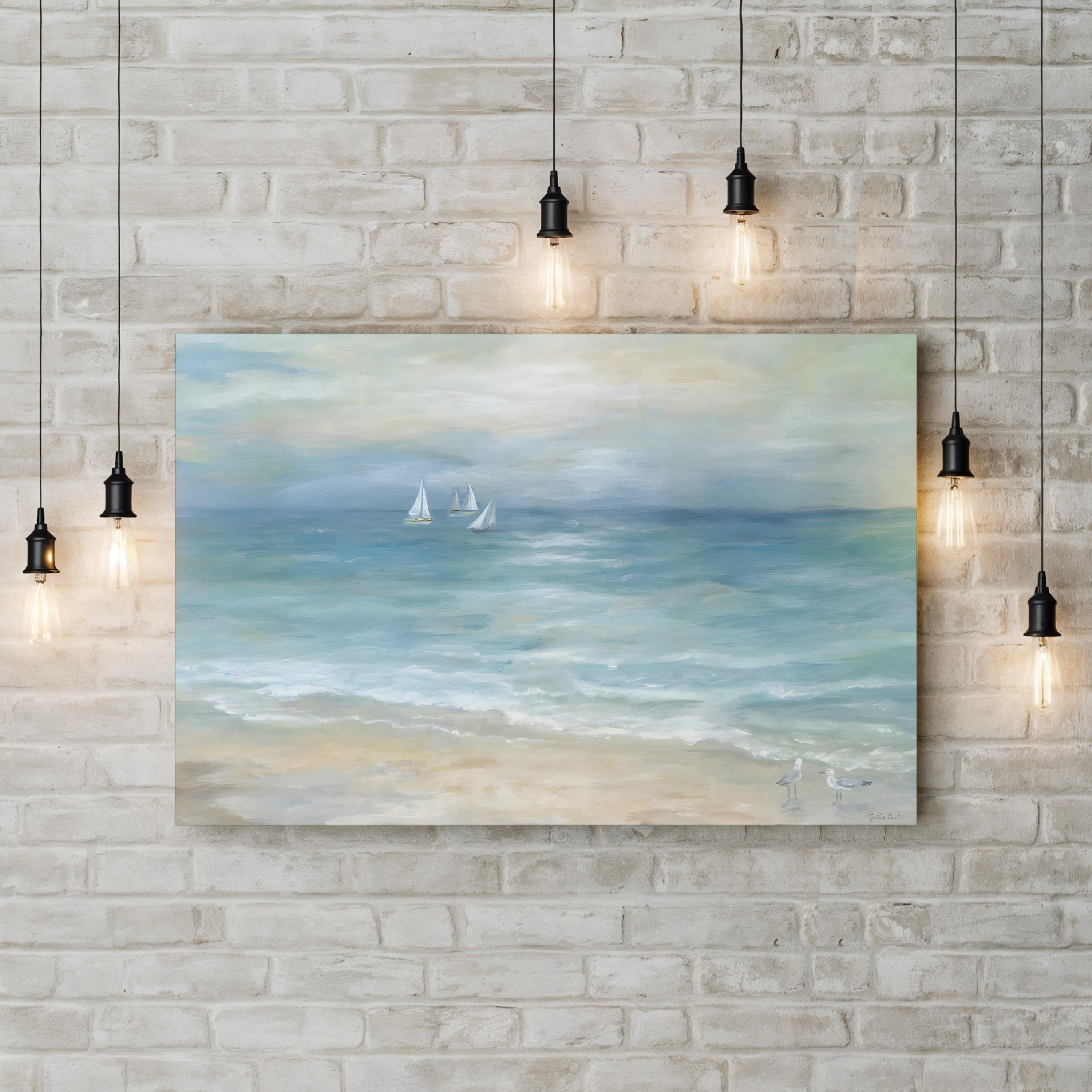 Island Beach Landscape – Framed Coastal Seascape Canvas Art by Cynthia Coulter