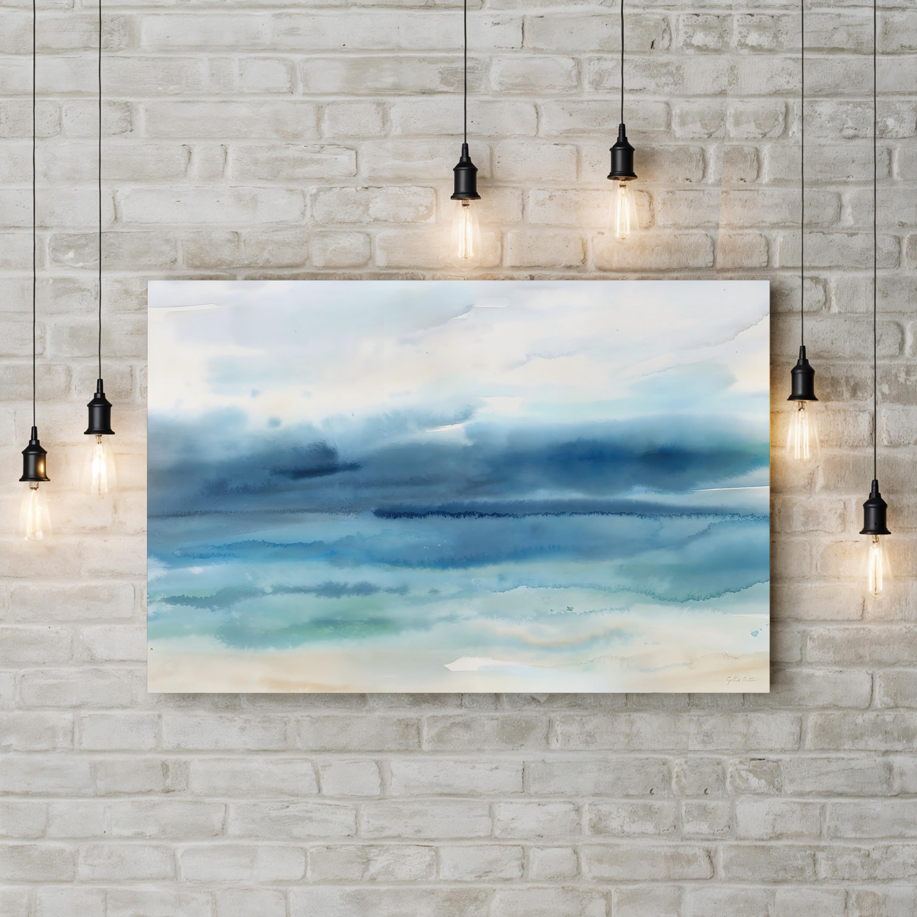 Indigo Seascape Canvas Art: Deep Blue Ocean Painting by Cynthia Coulter