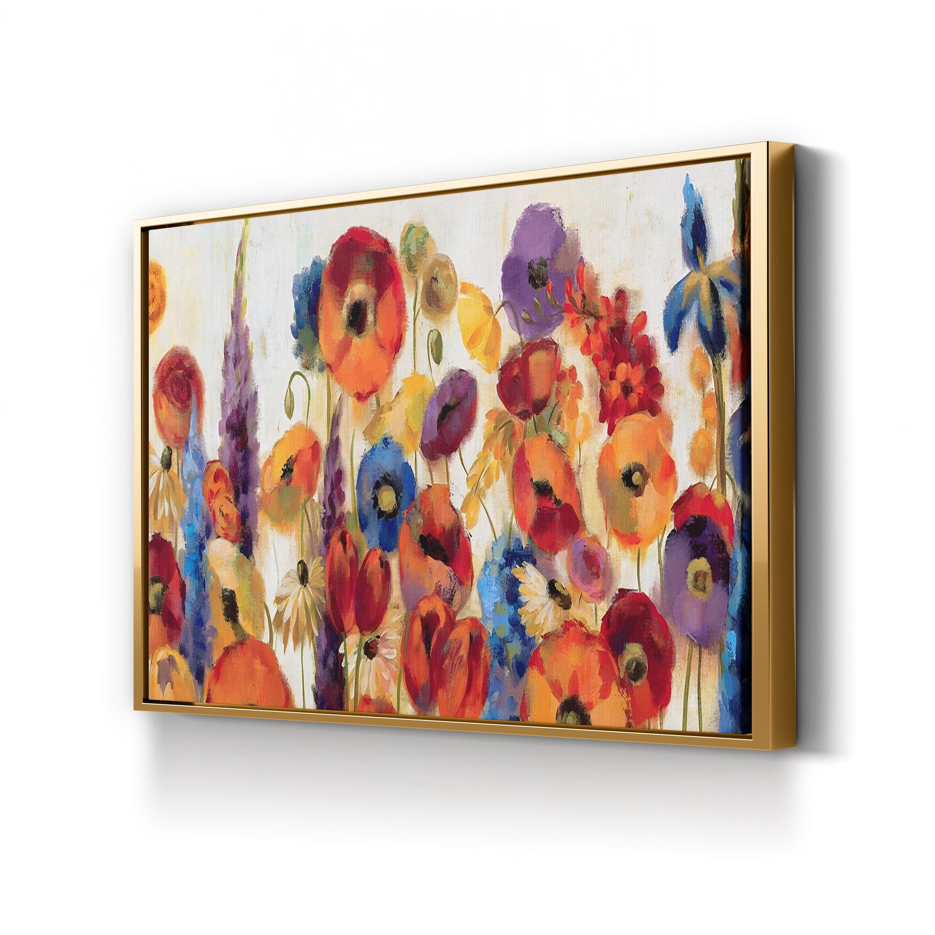 Joyful Garden by Silvia Vassileva canvas print in Gold frame