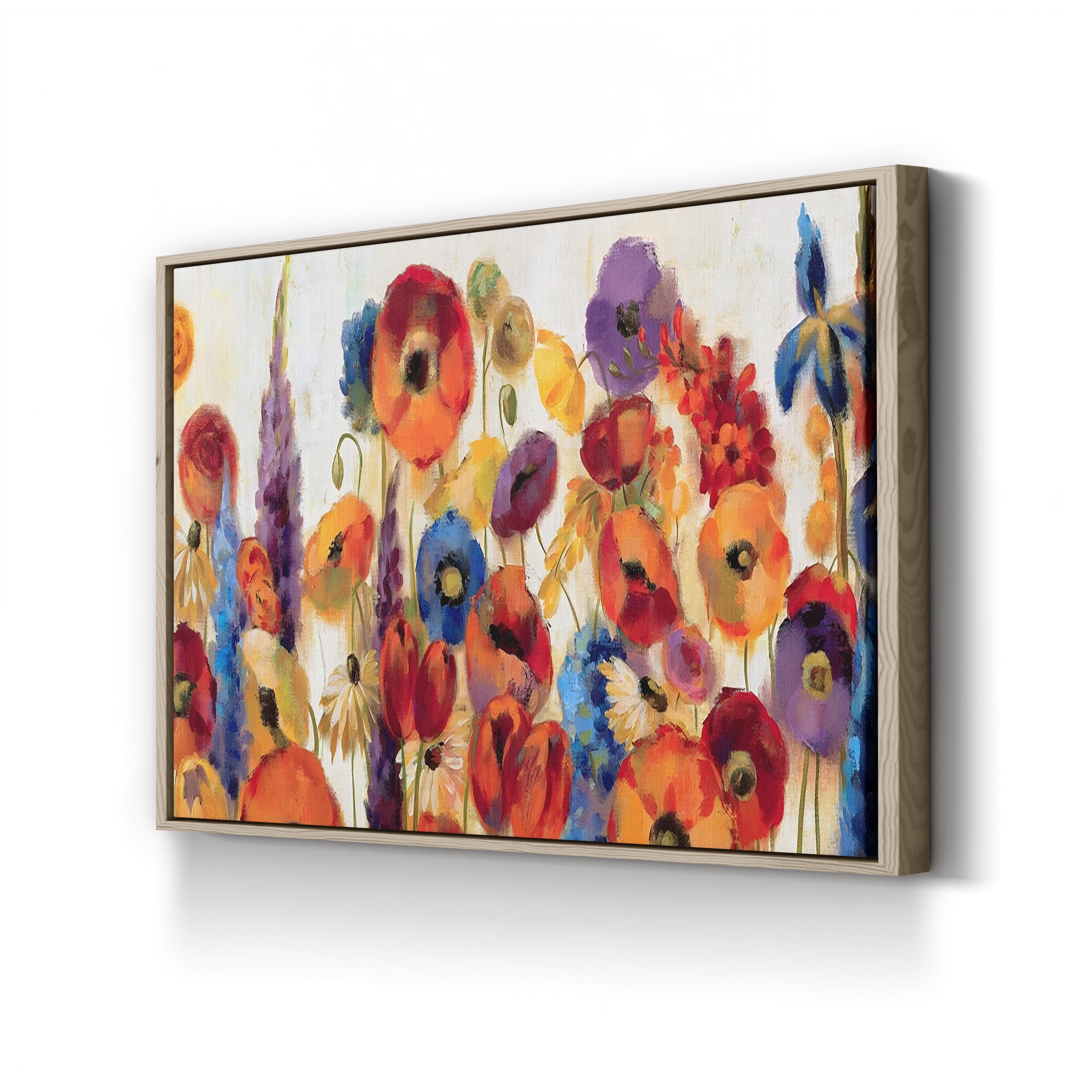 Joyful Garden by Silvia Vassileva canvas print in Oak frame