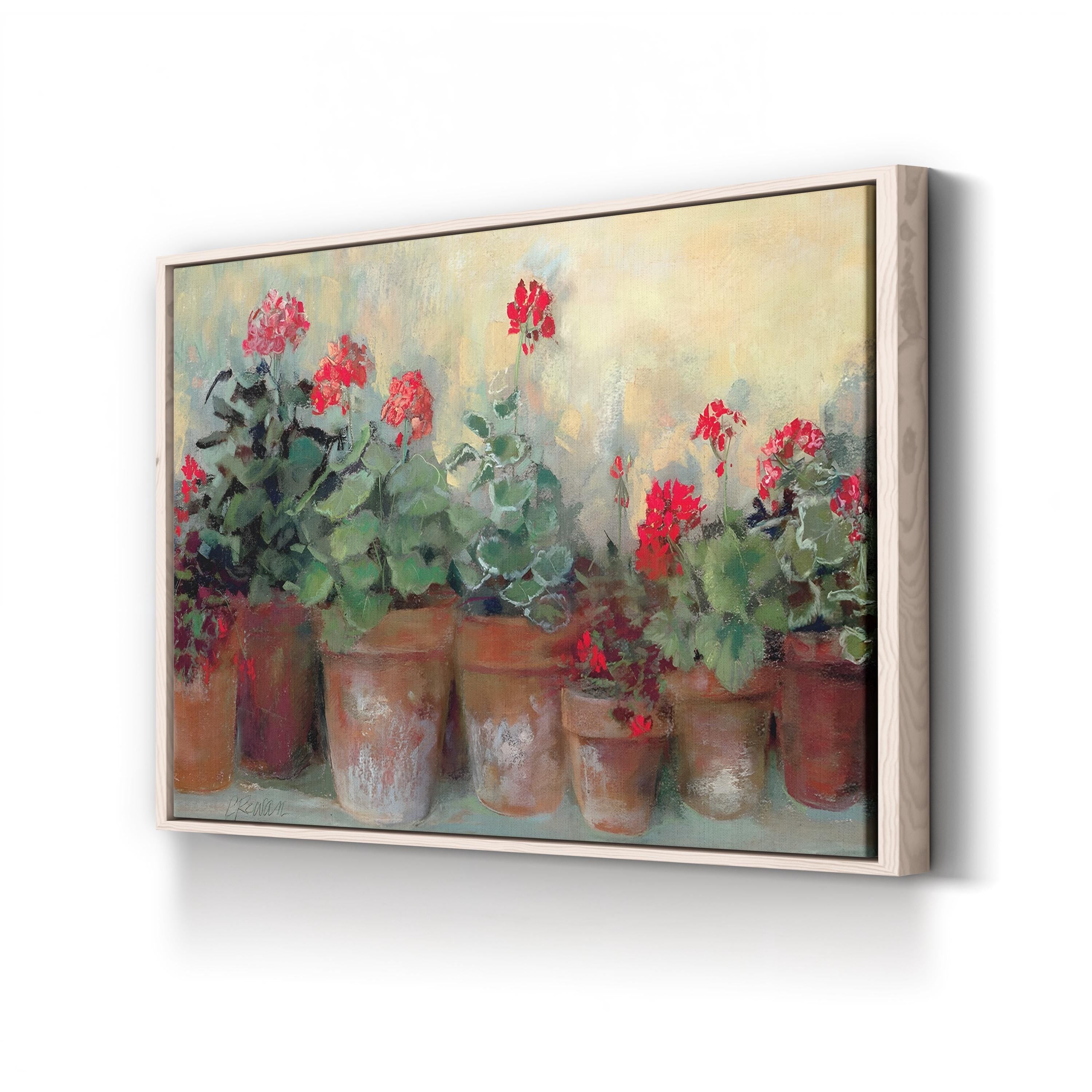 Geraniums in Bloom – Period Illustration Wall Art | Vibrant Floral Canvas Print