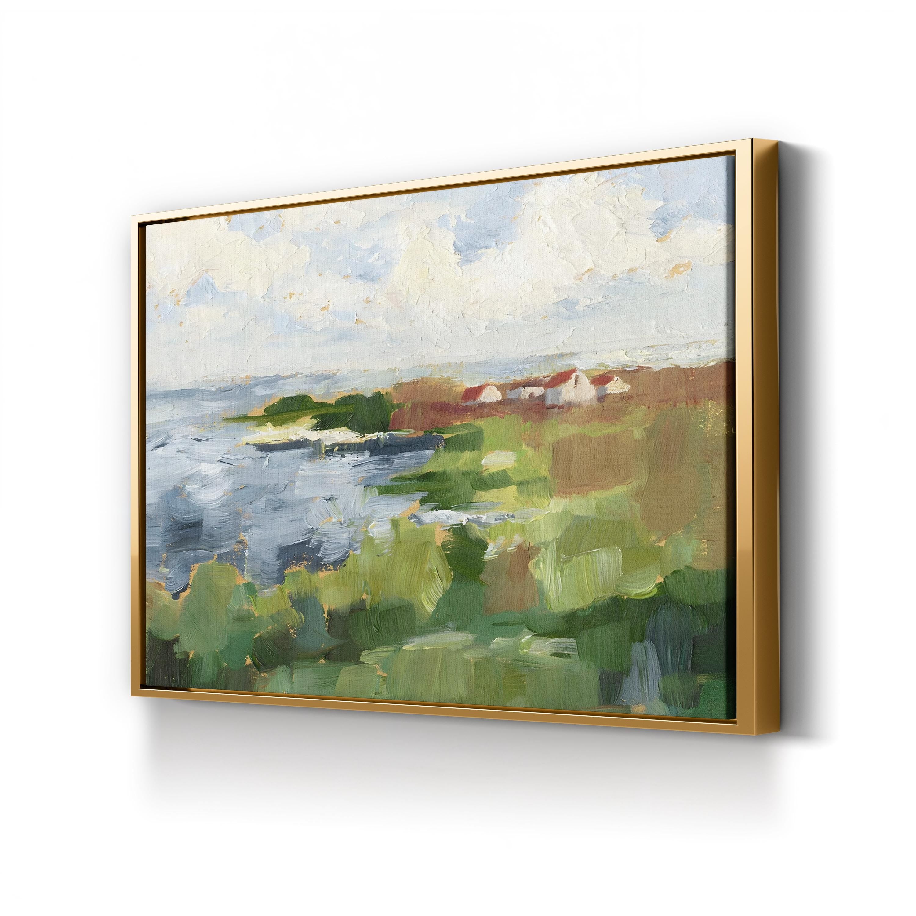 Lakeside Cottages II by Ethan Harper canvas print in Gold Framed Canvas