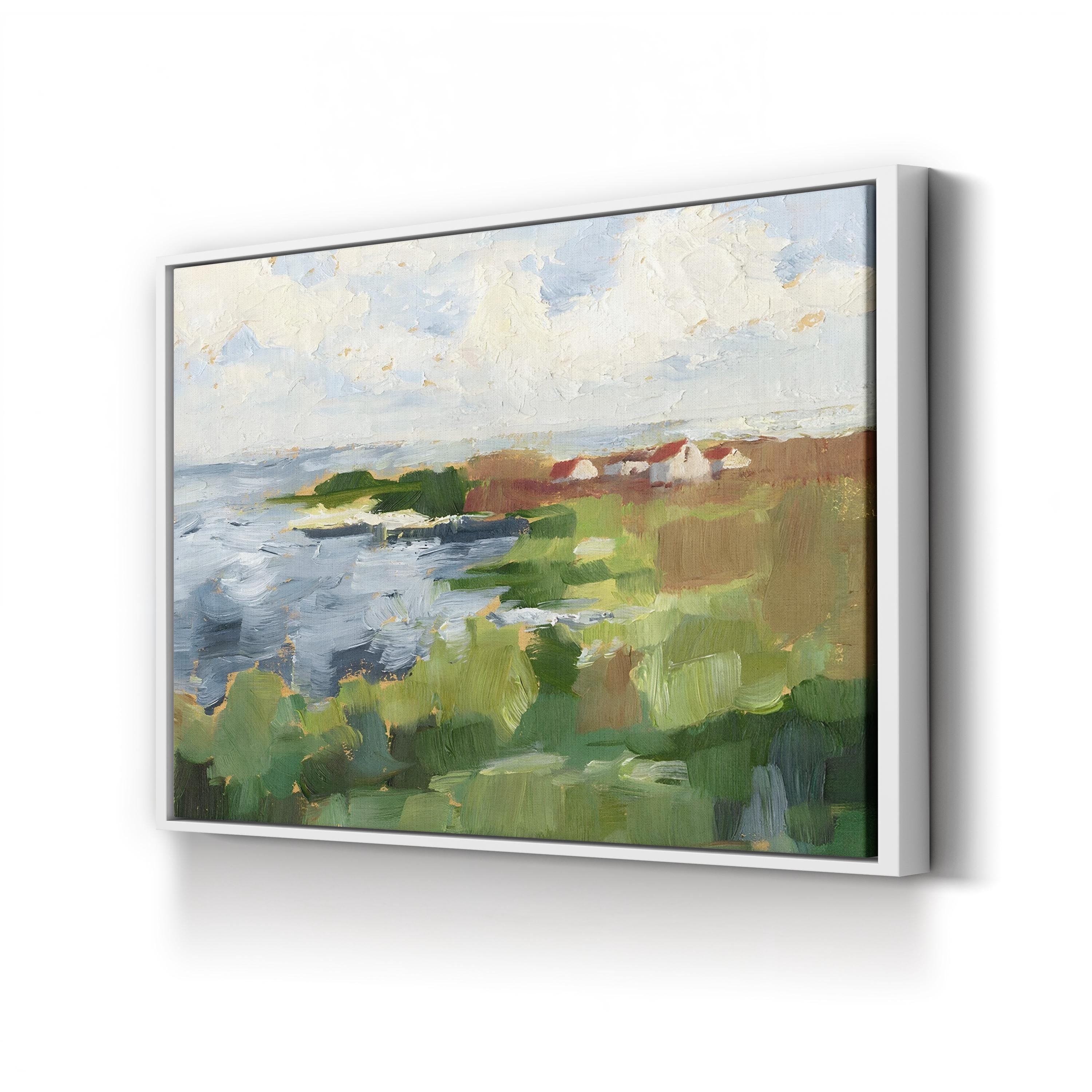 Lakeside Cottages II by Ethan Harper canvas print in White Framed Canvas