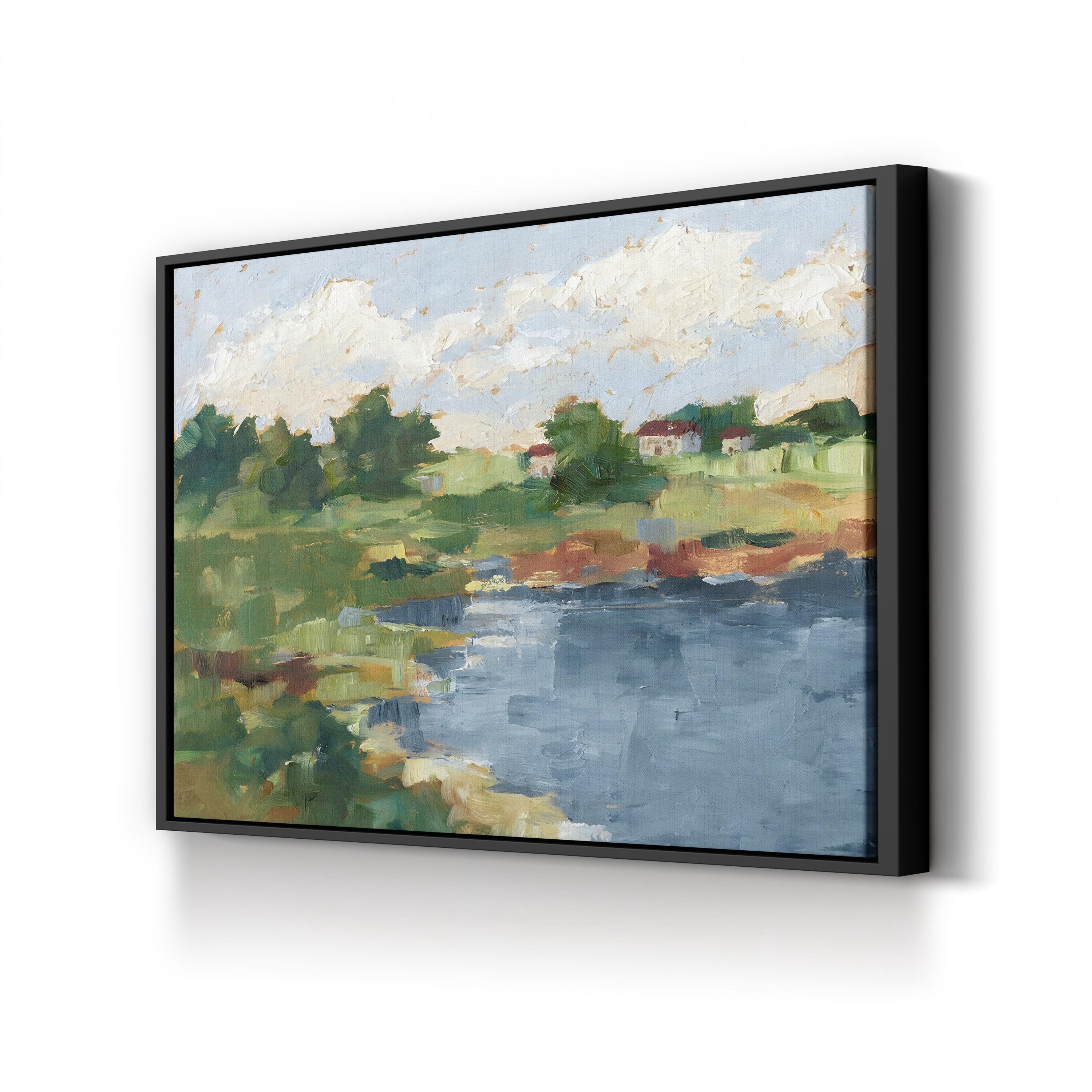 Lakeside Cottages III by Ethan Harper canvas print in black frame