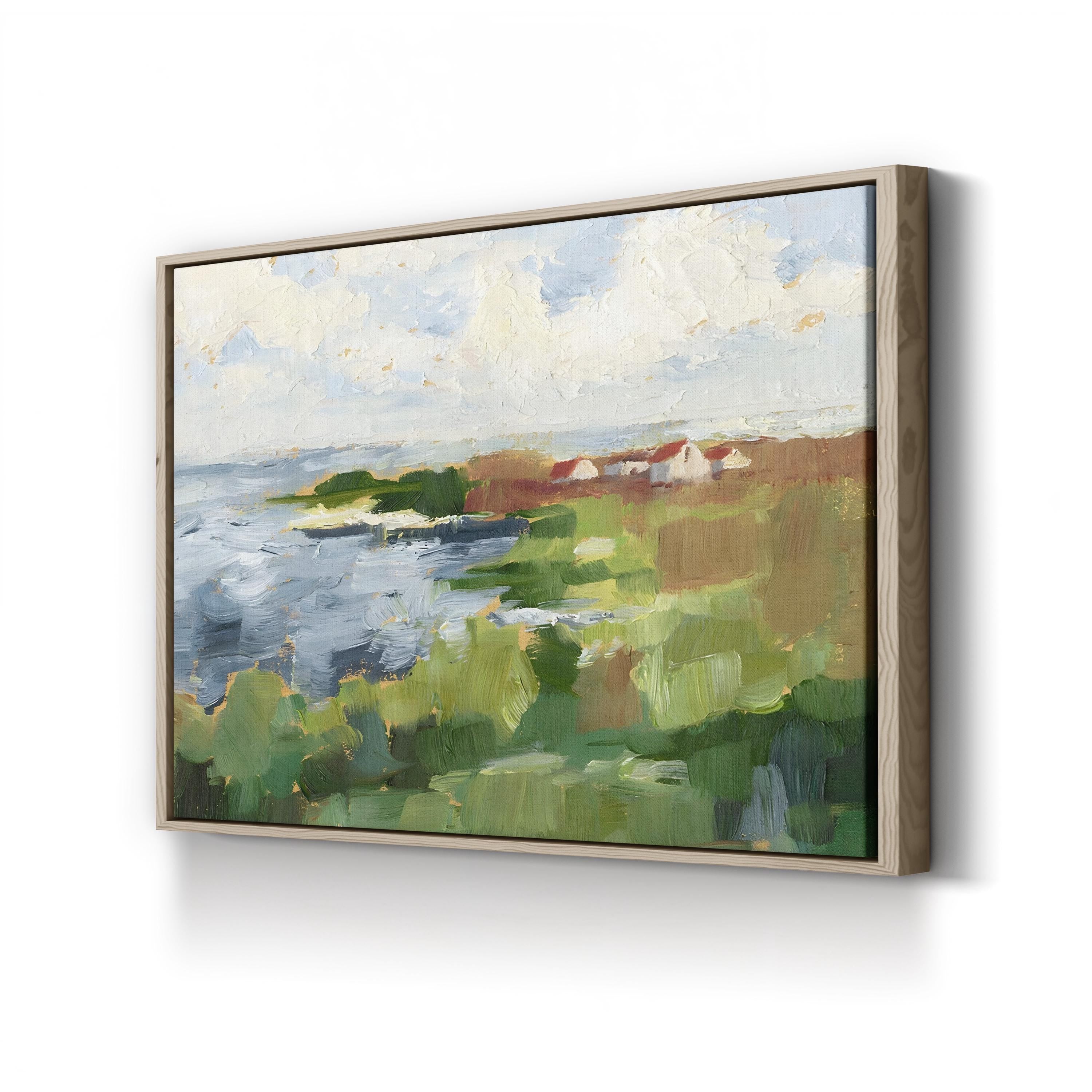Lakeside Cottages II by Ethan Harper canvas print in Oak Framed Canvas