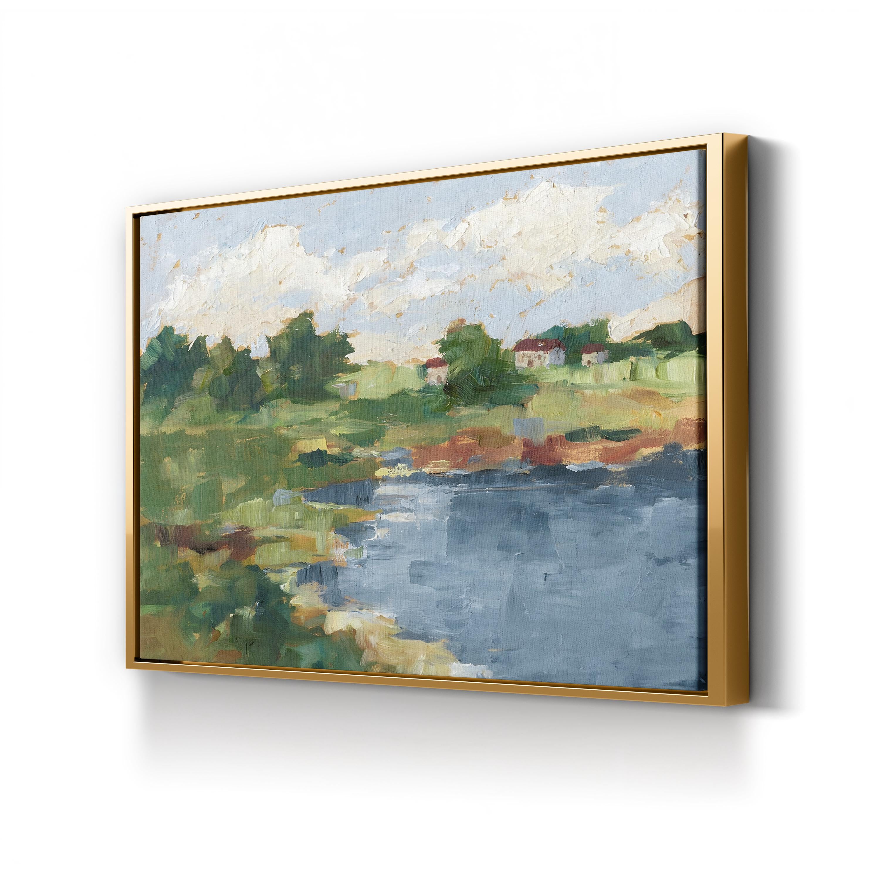 Lakeside Cottages III by Ethan Harper canvas print in gold frame